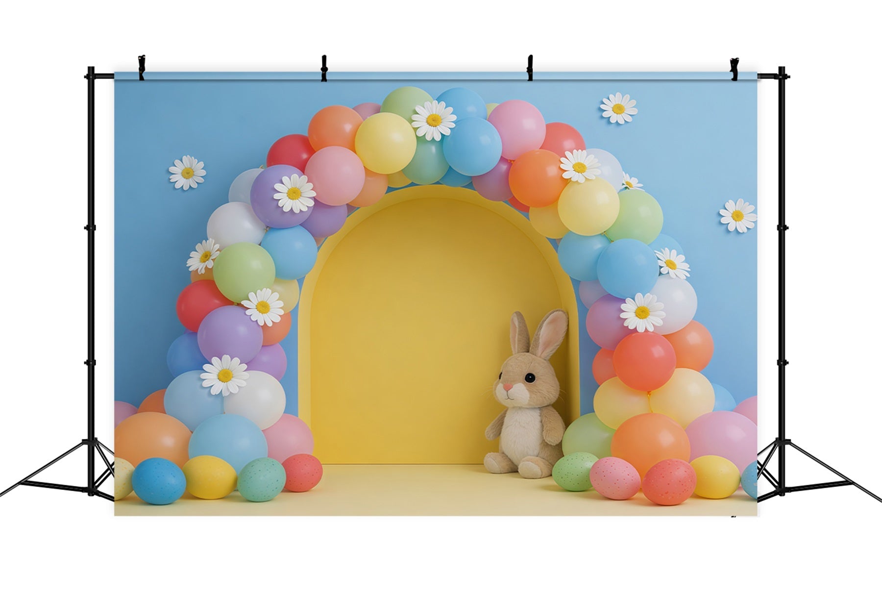 Osterballon-Hintergrund Gänseblümchen-Bogen Girlande Hase Oster-Hintergründe für Fotografie CSH61-57