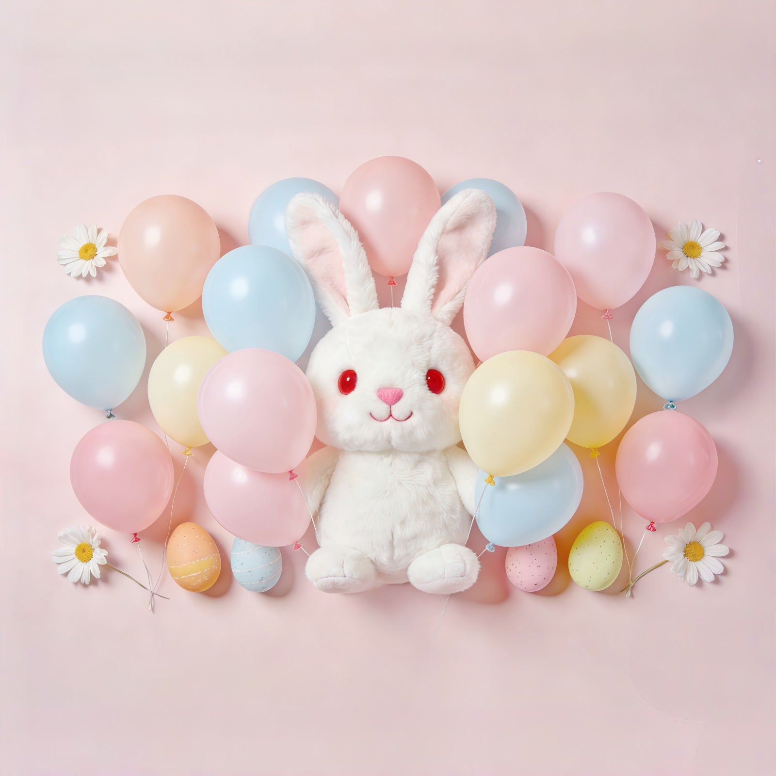 Osterballon-Hintergrund Pastellfarbene Eier Haufen Hase Oster-Fotohintergründe CSH61-58