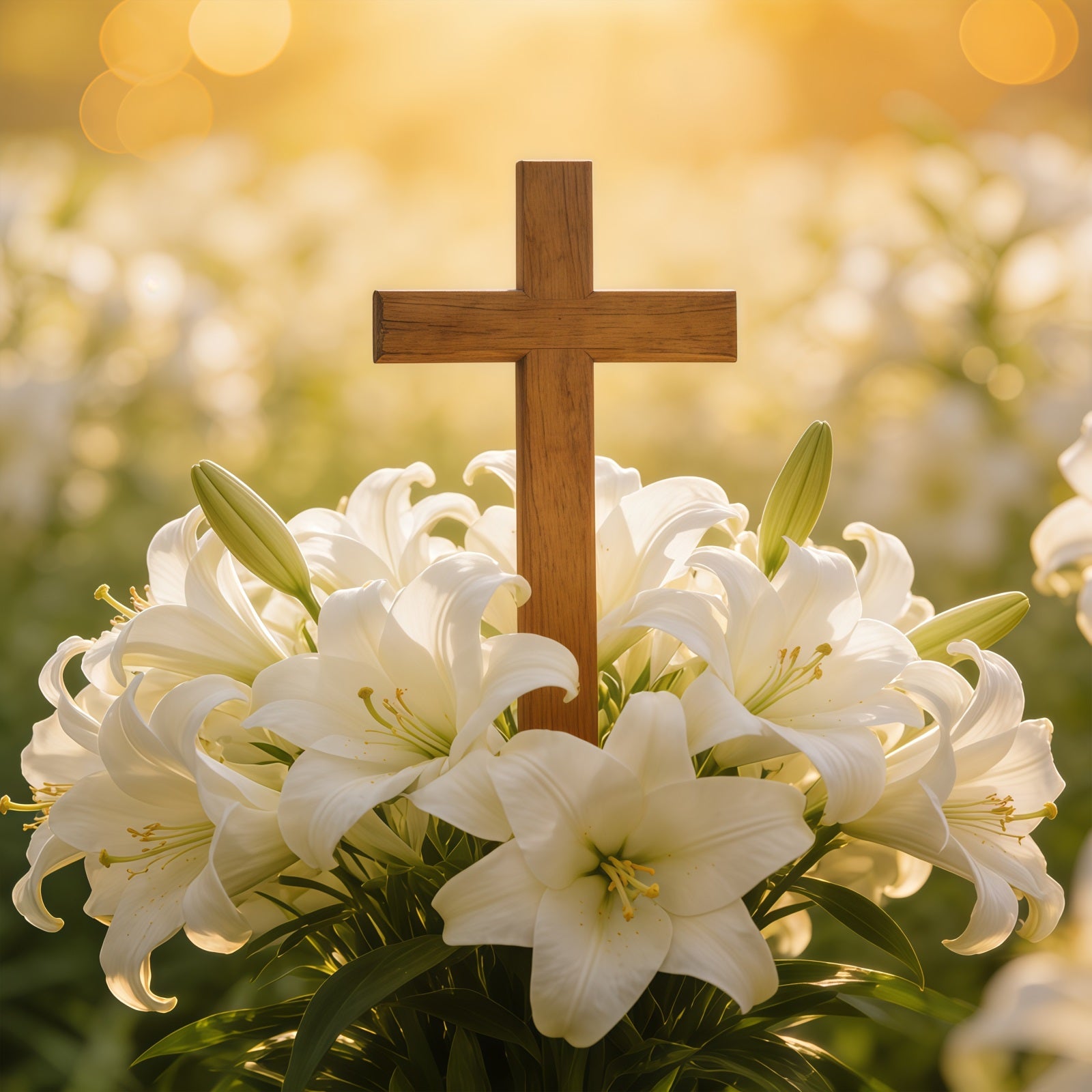 Osterlilien-Hintergrund Kreuz Weiches Bokeh Frühling Outdoor-Osterhintergrund CSH61-73