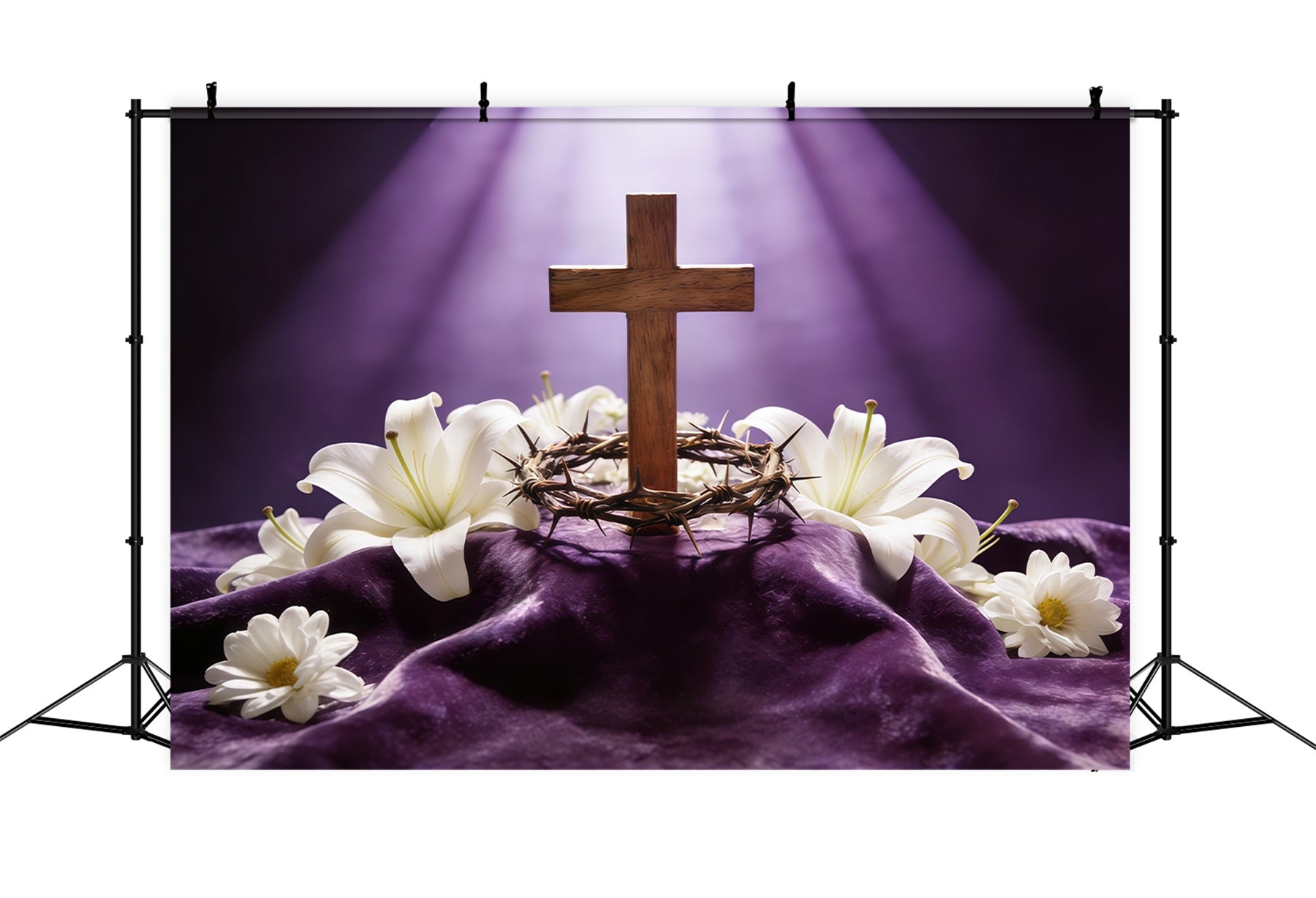 Osterkreuz-Hintergrund Dornenkrone Lila Licht Hintergründe Ostern CSH61-75