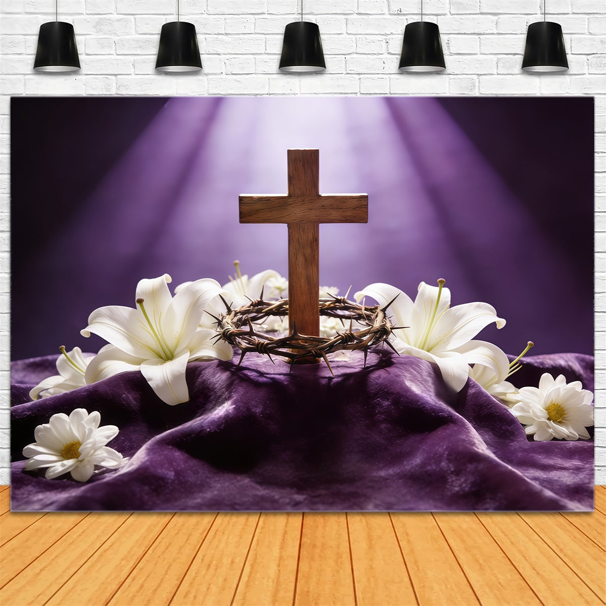 Osterkreuz-Hintergrund Dornenkrone Lila Licht Hintergründe Ostern CSH61-75