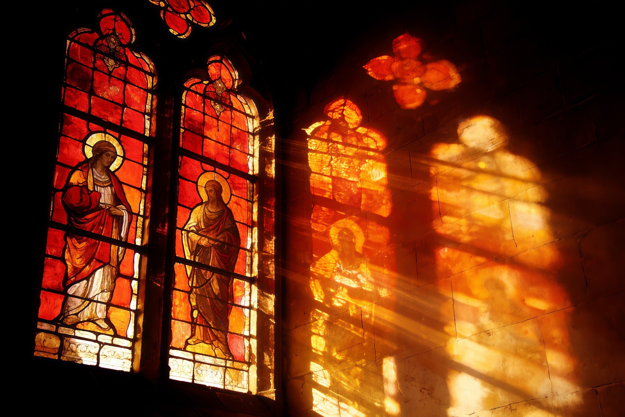 Oster-Buntglas-Hintergrund Sonnenuntergang durch Fenster Oster-Hintergründe für Fotos CSH61-78