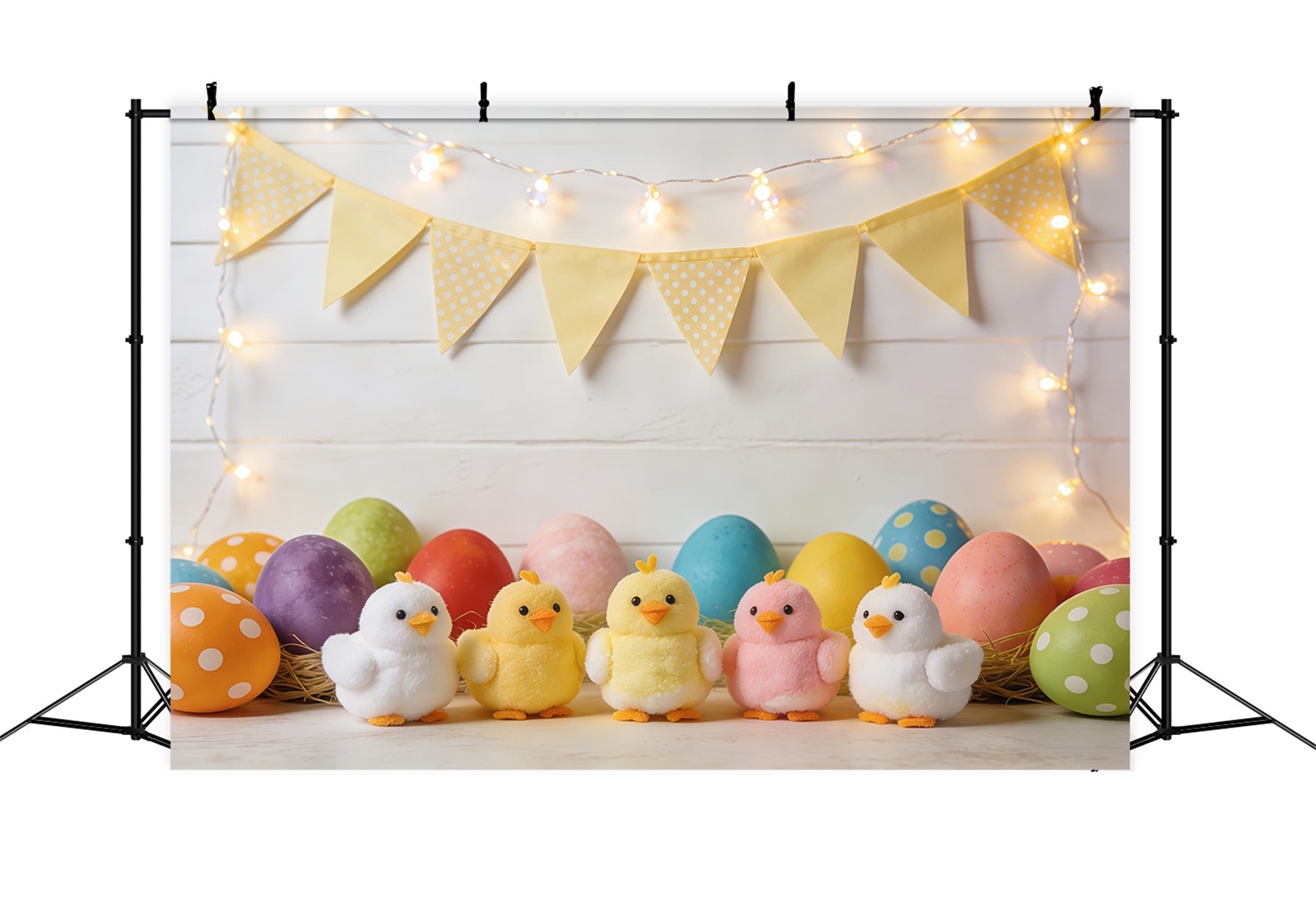 Oster-Marshmallow-Küken-Hintergrund Bunte Eier Wimpel Fotografie-Hintergrund Ostern CSH61-85