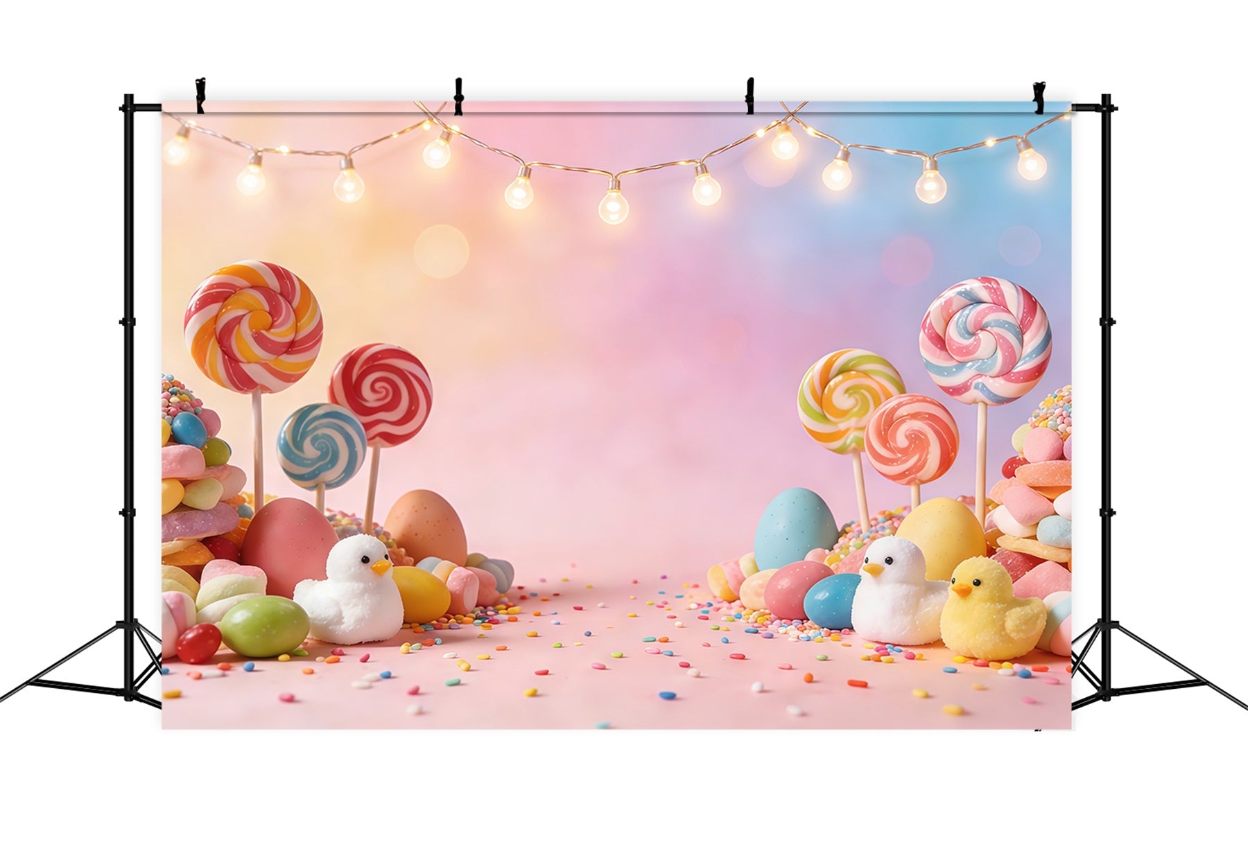 Oster-Marshmallow-Küken-Hintergrund Pastellfarbene Bonbon-Lutscher Eier Fotografie-Hintergrund Ostern CSH61-86