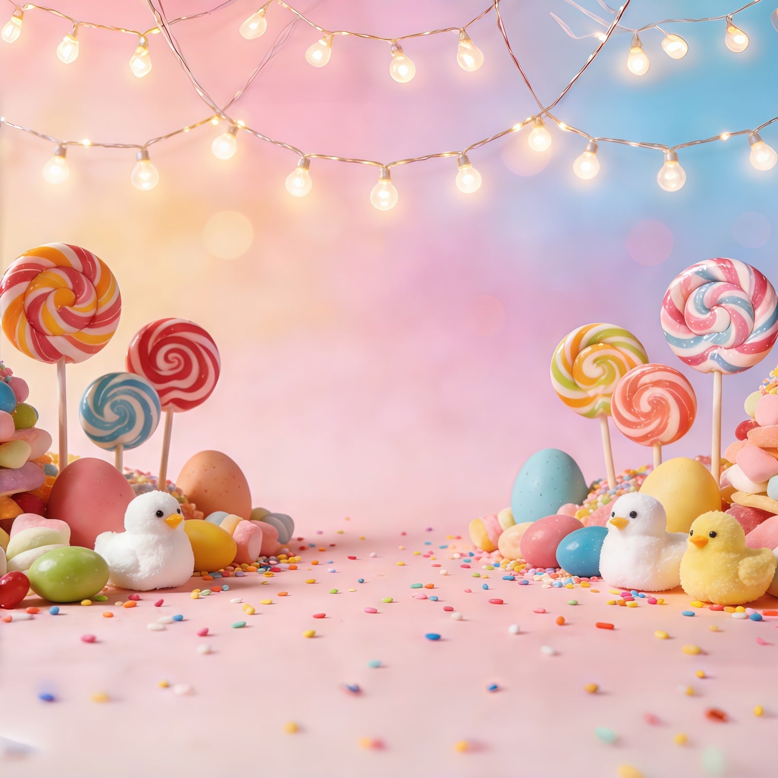 Oster-Marshmallow-Küken-Hintergrund Pastellfarbene Bonbon-Lutscher Eier Fotografie-Hintergrund Ostern CSH61-86