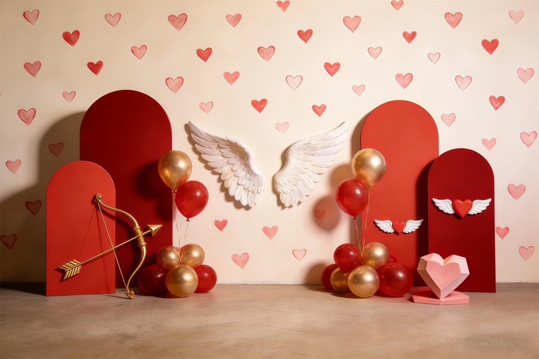 Cupido-Hintergrund Flügel Herz Ballonbogen Valentinstag-Hintergrund CSH61-96