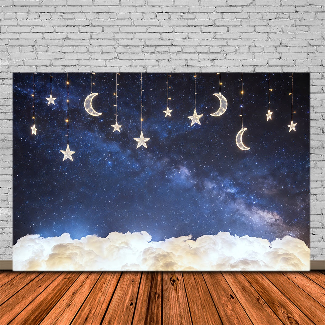 Hintergrund für Nachtaufnahmen Leuchtende Sterne Mond Galaxie Wolkenhintergrund Fotografie CSH62-113