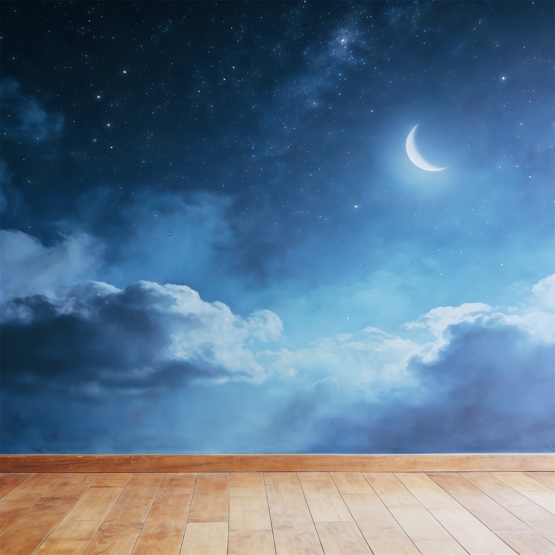 Hintergrund für Wolkenaufnahmen Halbmond Stern Mond Boden Blauer Himmel Hintergrund CSH62-114