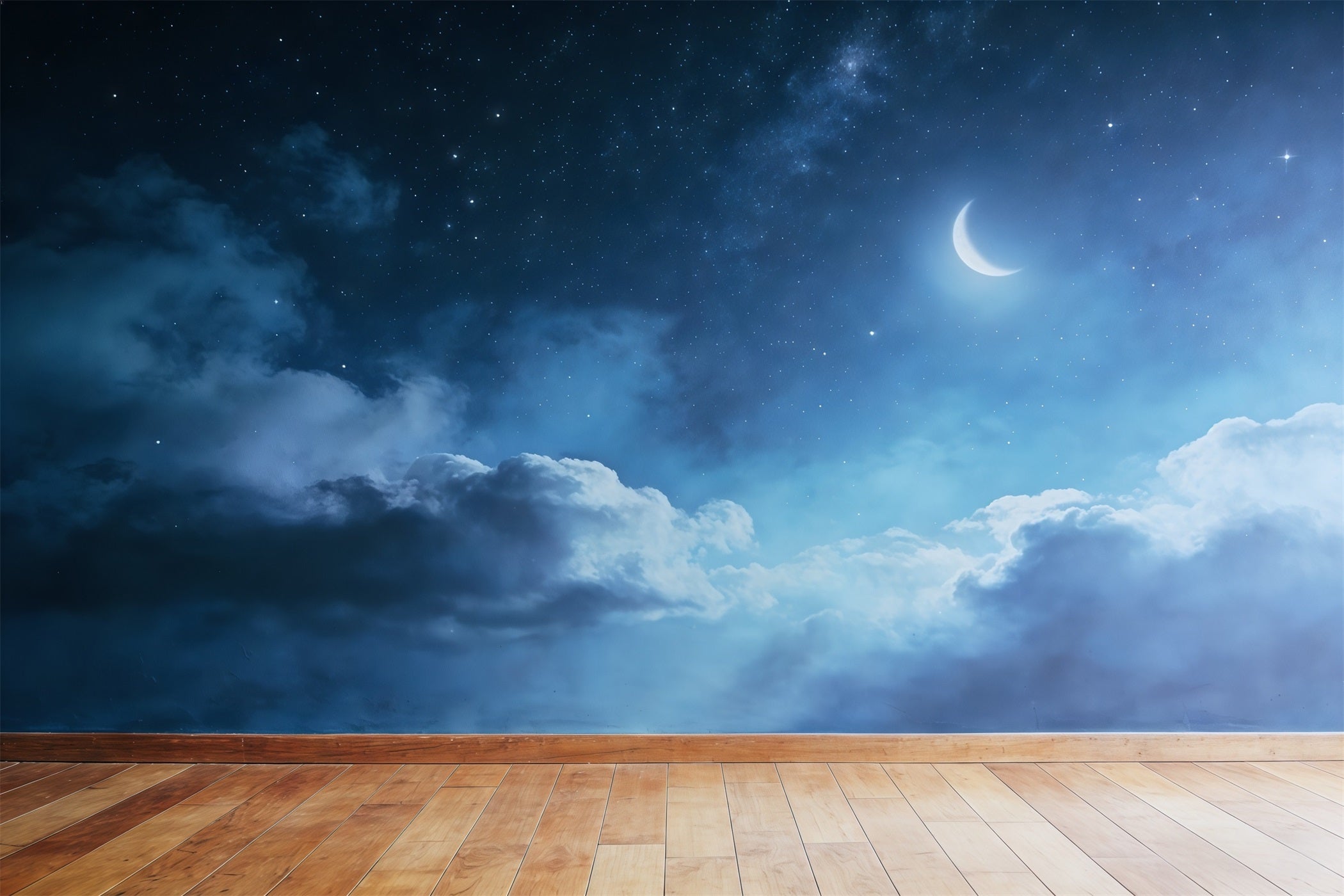 Hintergrund für Wolkenaufnahmen Halbmond Stern Mond Boden Blauer Himmel Hintergrund CSH62-114