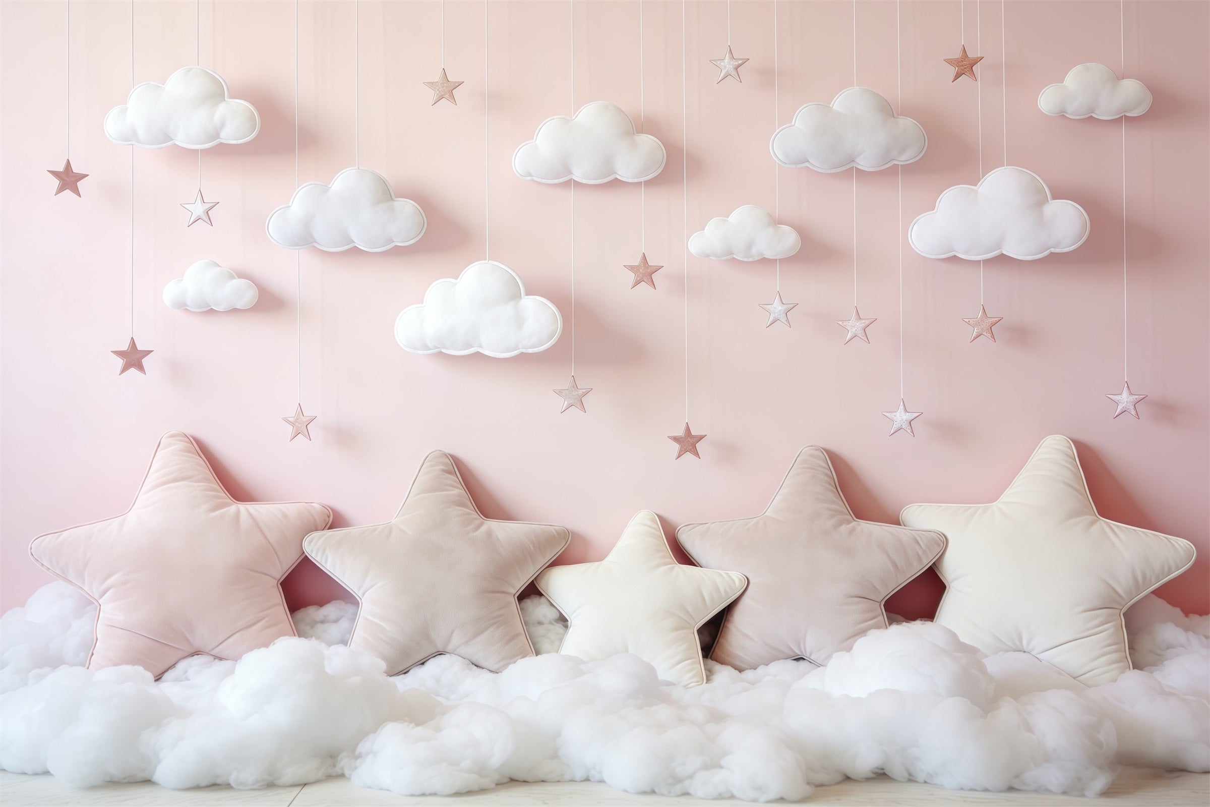 Wolken-Fotohintergrund Rosa Stern Wolkenkissen Neugeborenen-Hintergrund CSH62-120