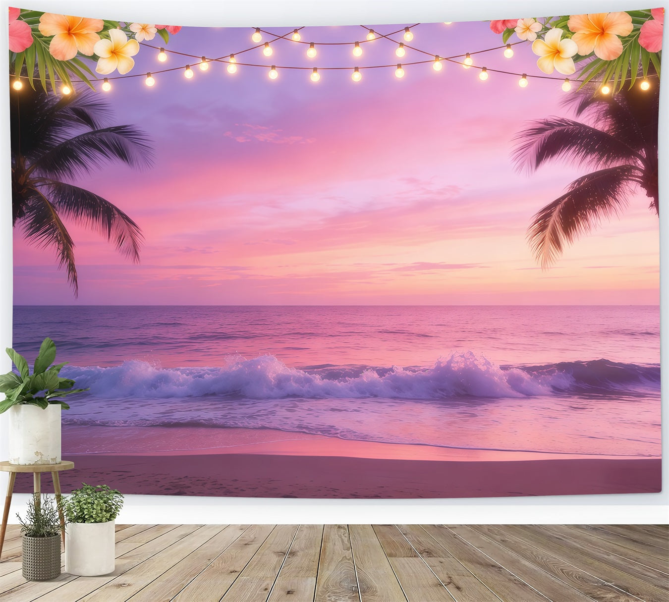 Hintergrund mit Himmel und Wolken Tropischer Strand Sonnenuntergang Lichter Sommerhintergrund CSH62-126