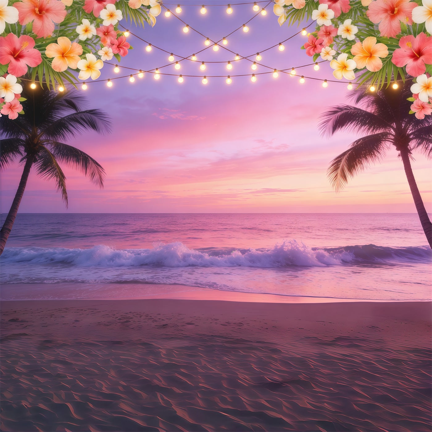 Hintergrund mit Himmel und Wolken Tropischer Strand Sonnenuntergang Lichter Sommerhintergrund CSH62-126