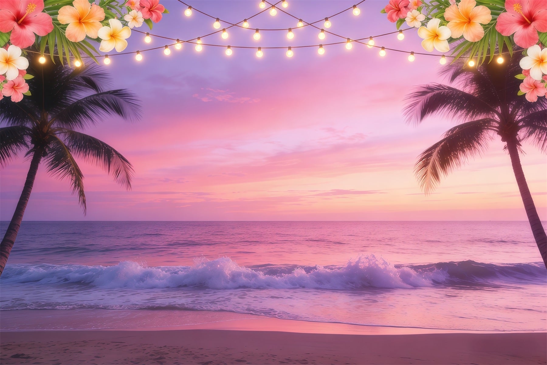 Hintergrund mit Himmel und Wolken Tropischer Strand Sonnenuntergang Lichter Sommerhintergrund CSH62-126