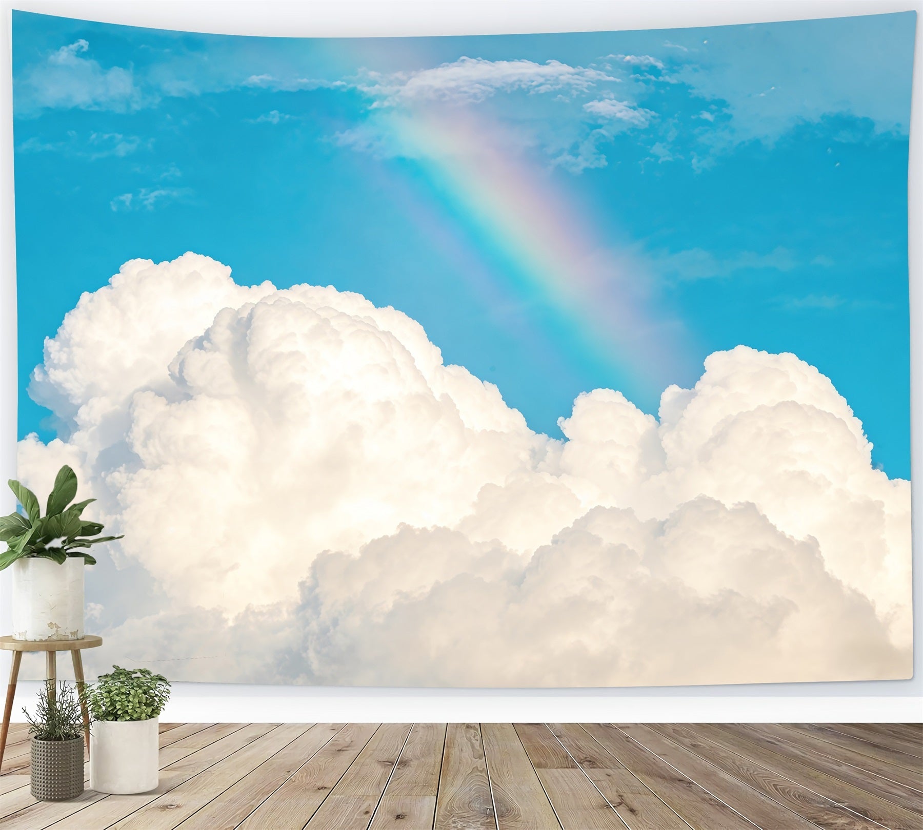 Blauer Himmel Fotohintergrund Regenbogen Flauschige Wolken Himmel Wolkenhintergrund Fotoshooting CSH62-130