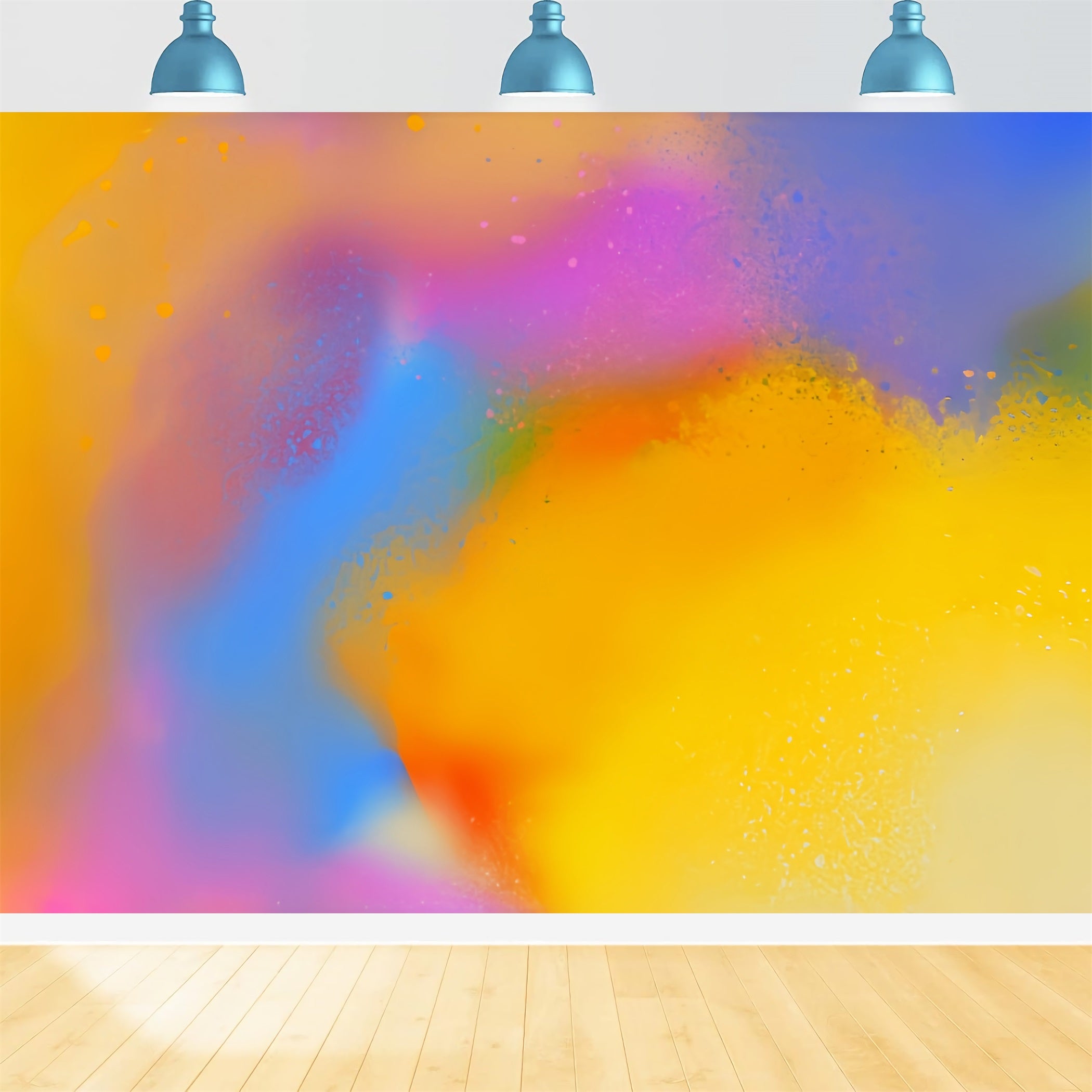 Hintergrund mit Farbverlauf Lebhaftes Blau Rosa Gelb Spritzer Hintergrund für Porträtfotos CSH62-42