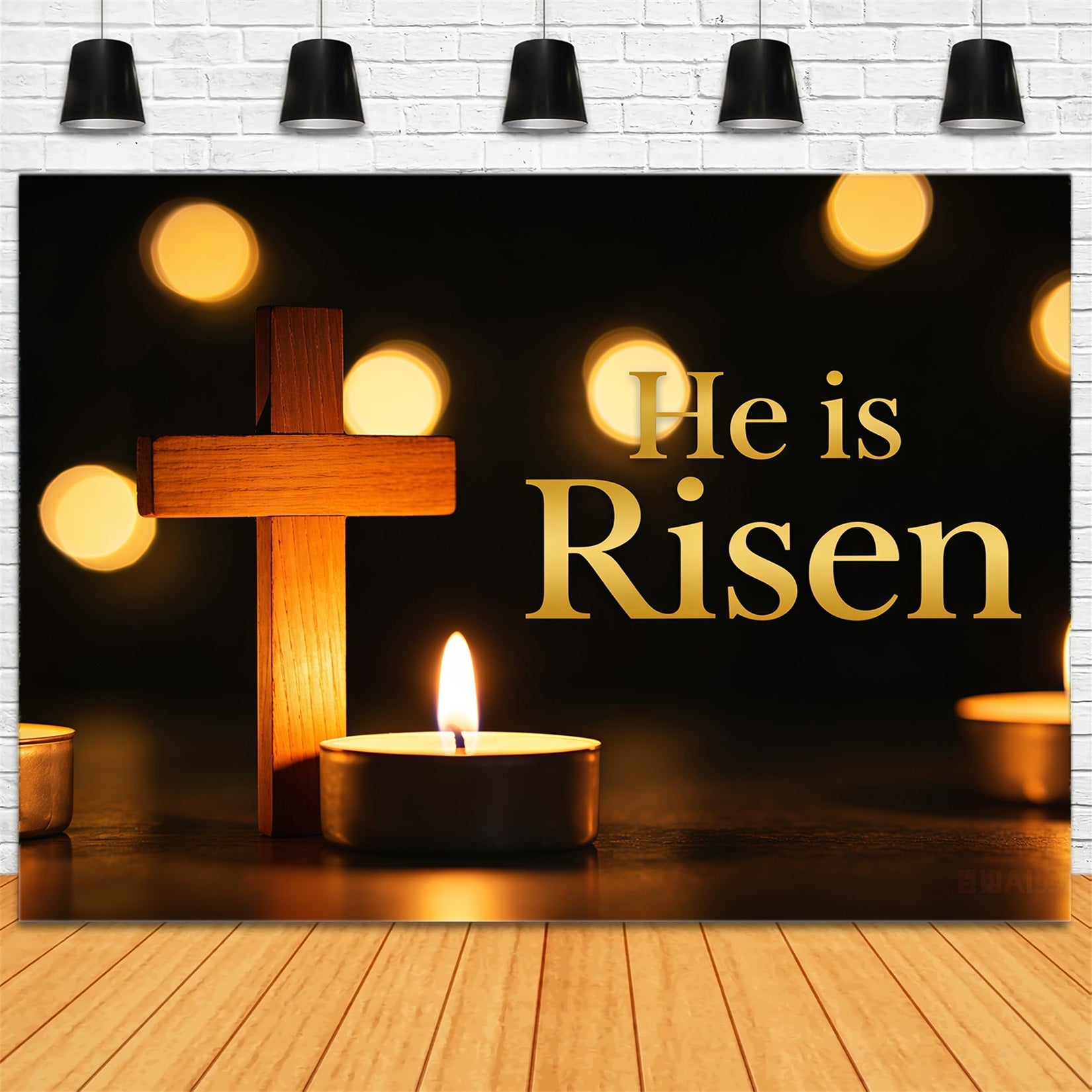 Hintergrund mit Kreuz Er ist auferstanden Kerzenlicht Frohe Ostern-Hintergründe CSH62-63
