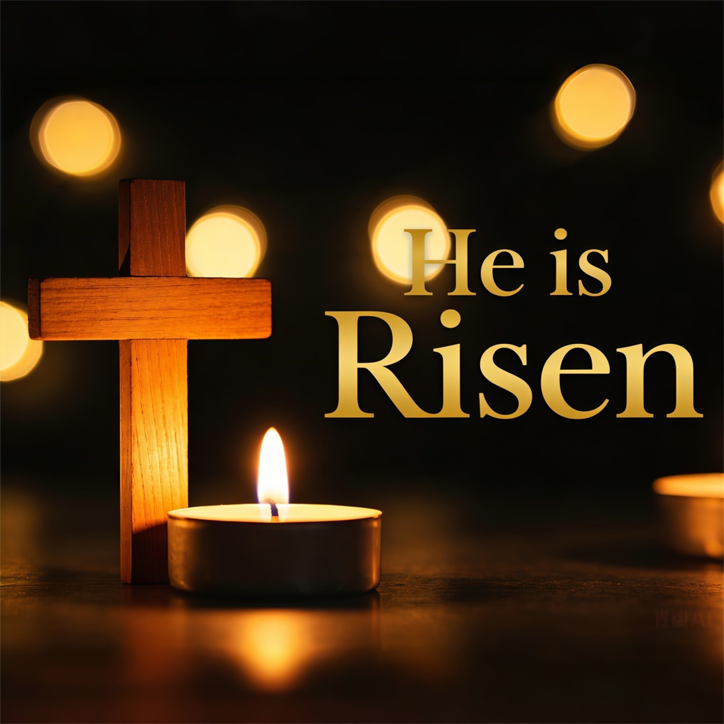 Hintergrund mit Kreuz Er ist auferstanden Kerzenlicht Frohe Ostern-Hintergründe CSH62-63