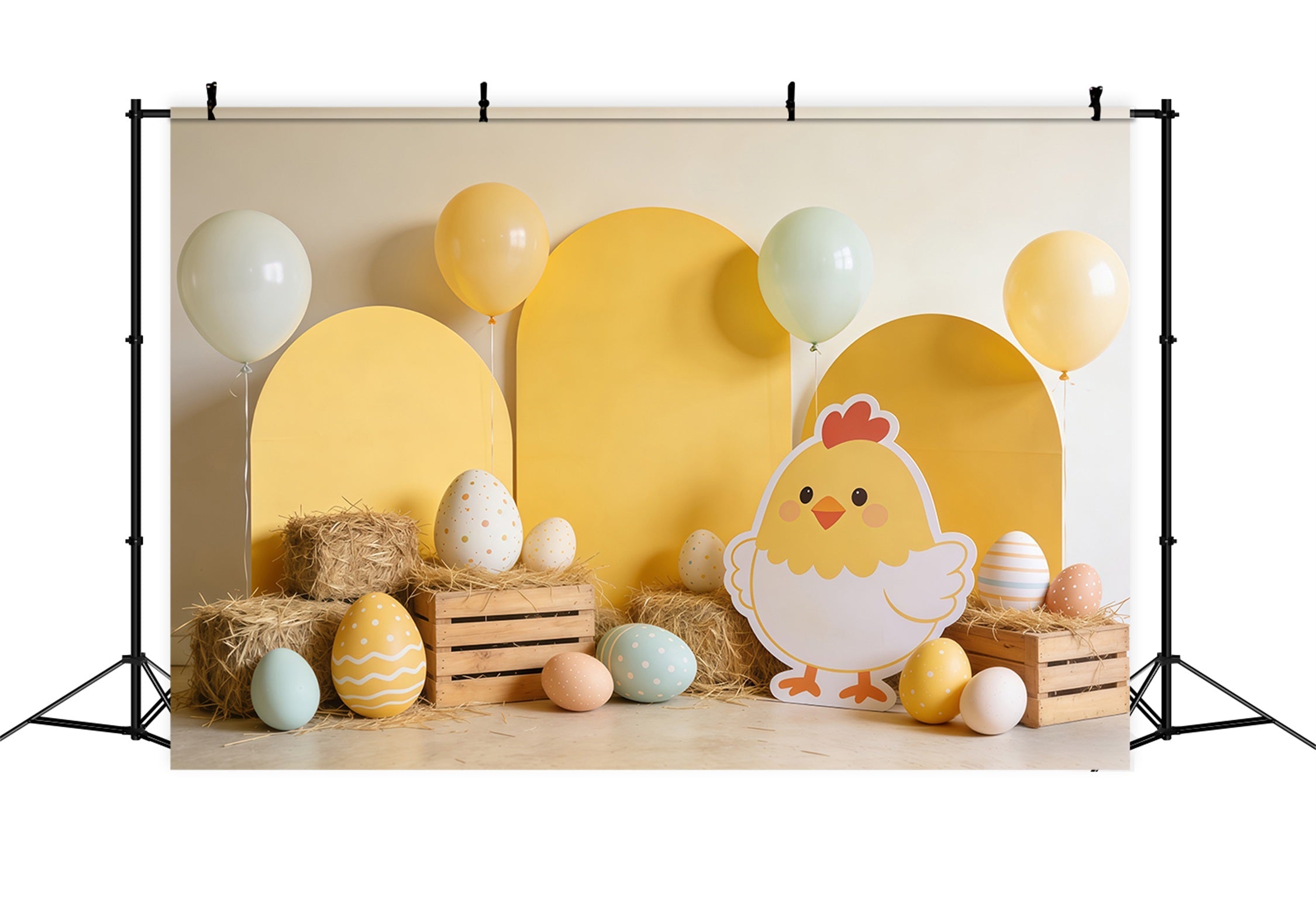 Oster-Hühnchen-Hintergrund Heu-Eier Ballon-Dekoration Großer Oster-Hintergrund CSH62-75