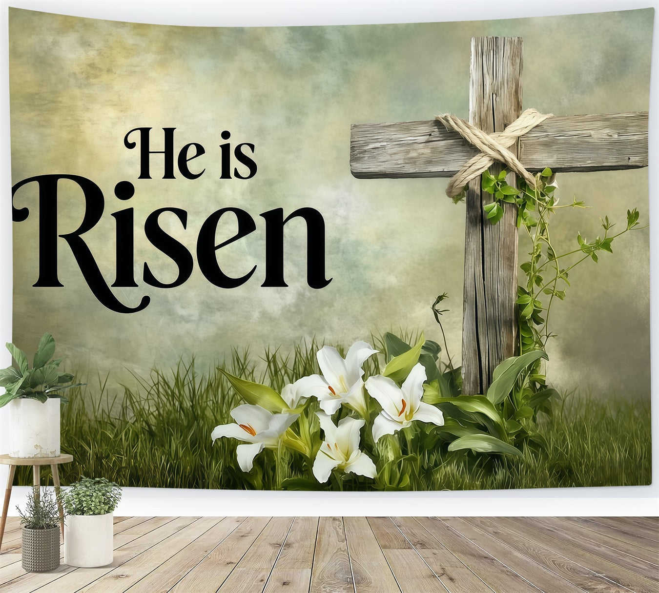 Osterlilien-Hintergrund Er ist auferstanden Kreuz Einfache Ideen für Osterhintergründe CSH62-81