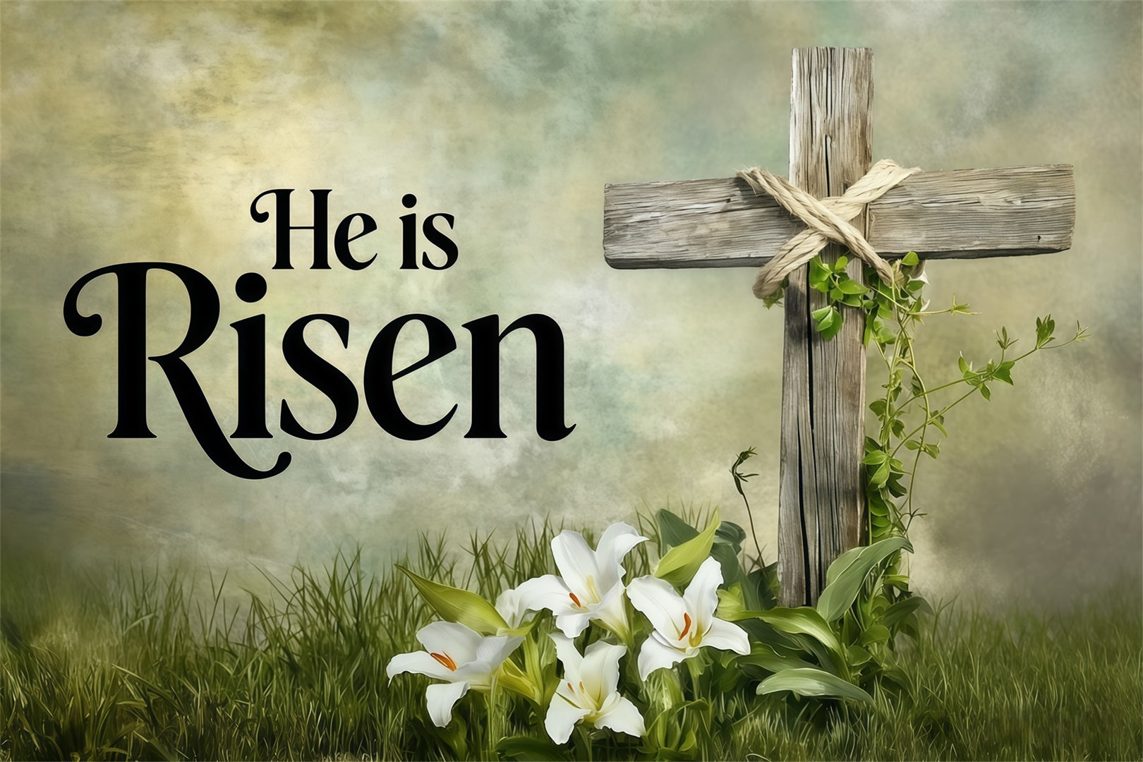 Osterlilien-Hintergrund Er ist auferstanden Kreuz Einfache Ideen für Osterhintergründe CSH62-81