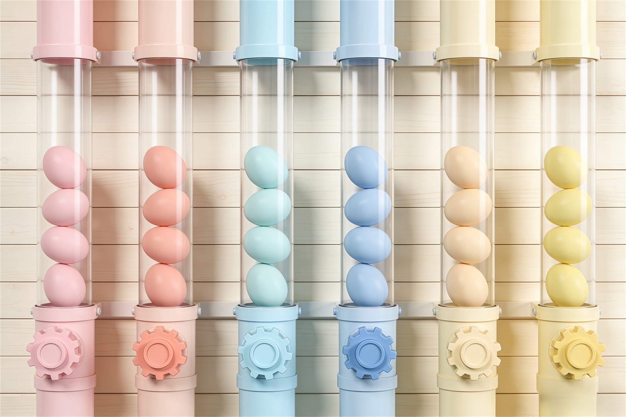 Frohe Ostern-Hintergrund Pastellfarbene Eierröhre Fabrikdisplay Fotografie-Hintergründe Ostern CSH63-37