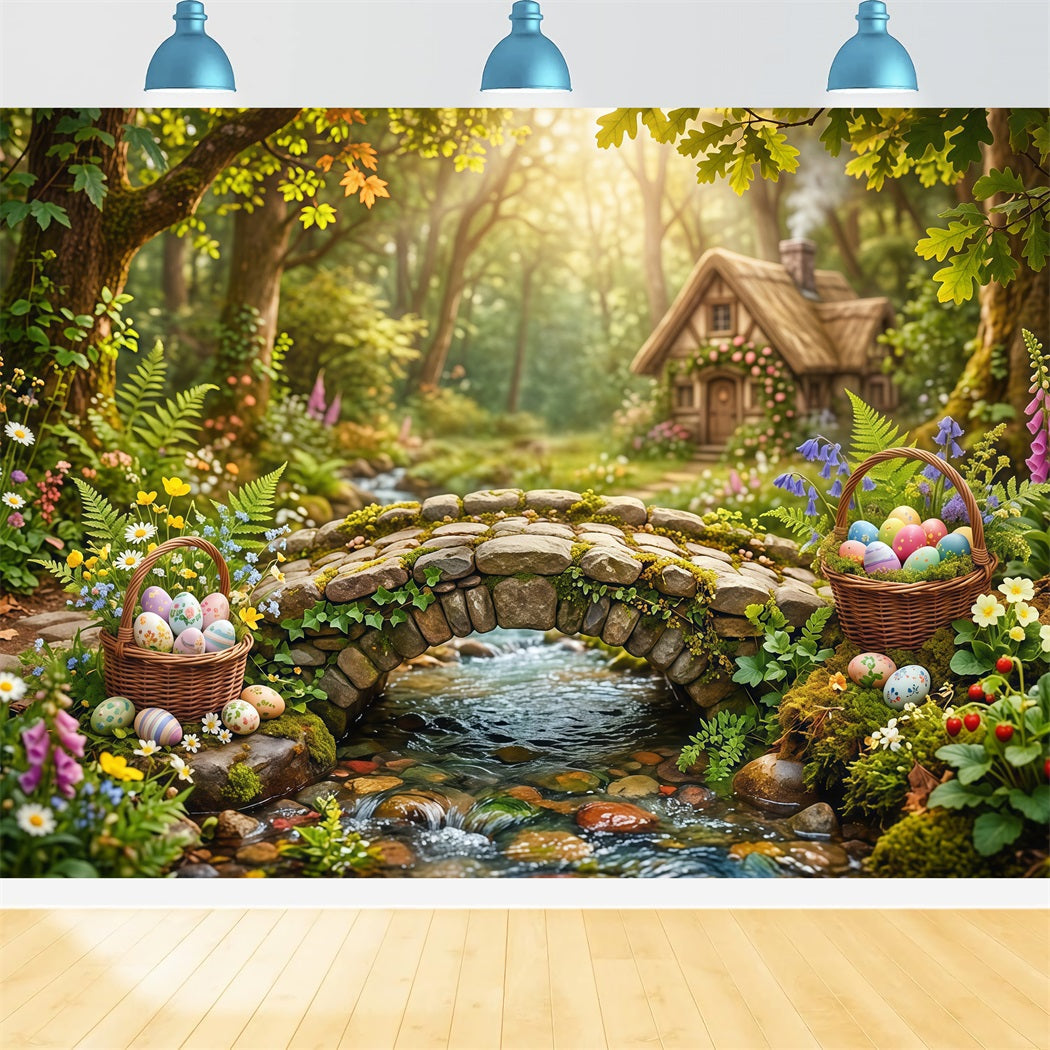 Ostern Natürlicher Hintergrund Zauberwald Steinbrücke Ostern-Hintergrund 10x10 CSH63-43