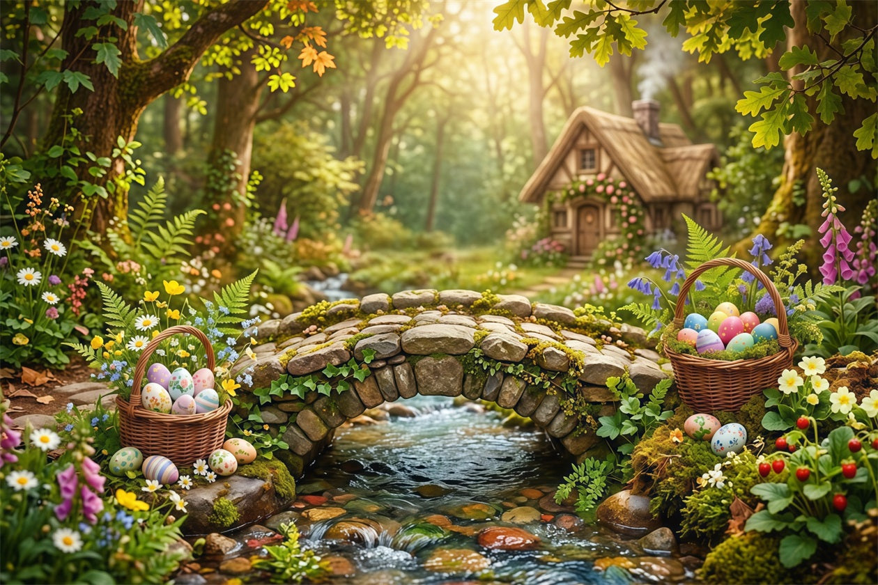 Ostern Natürlicher Hintergrund Zauberwald Steinbrücke Ostern-Hintergrund 10x10 CSH63-43