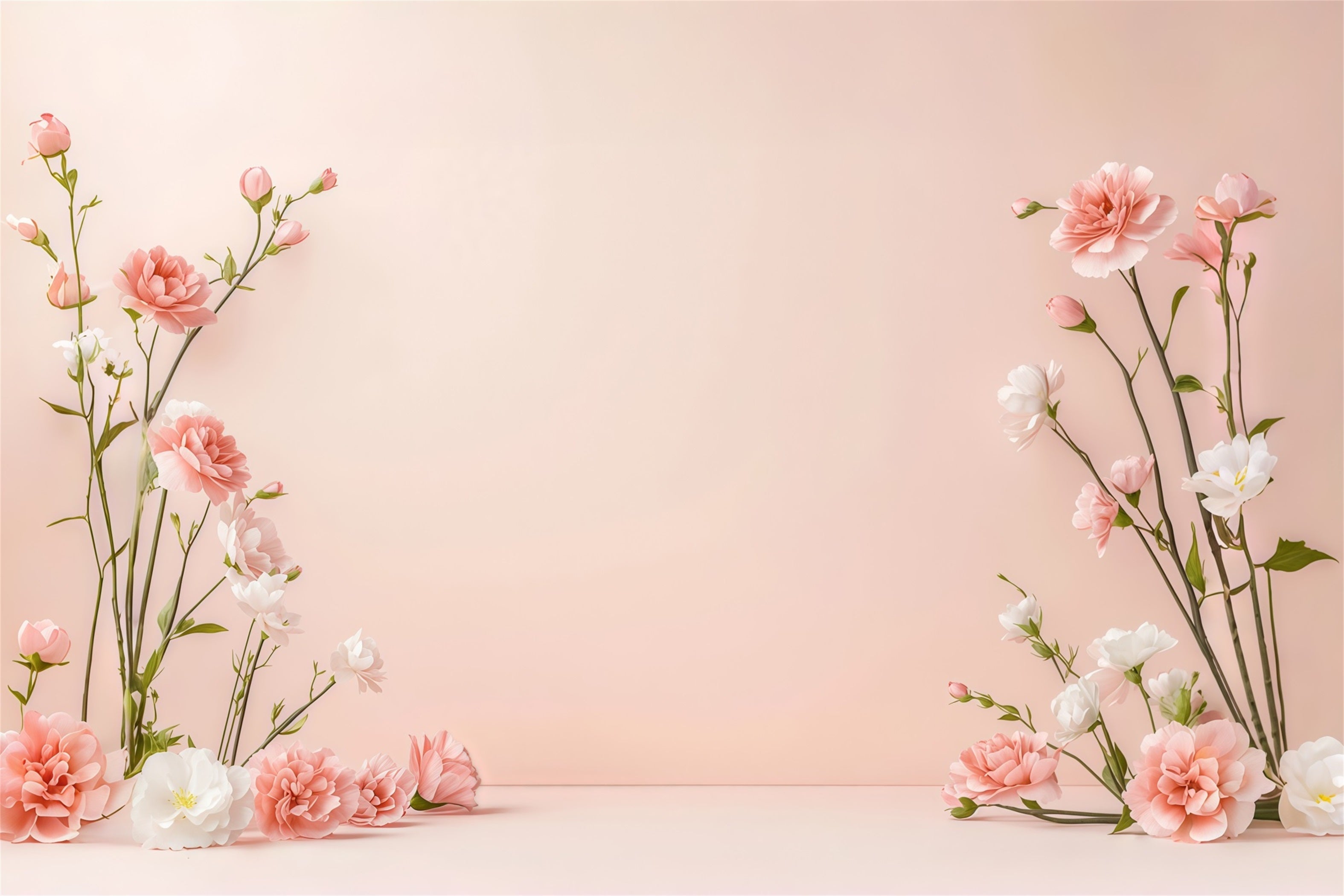 Blumenkranz-Hintergrund zum Muttertag, minimalistischer rosa Blumenrand, Muttertags-Hintergrund CSH63-65