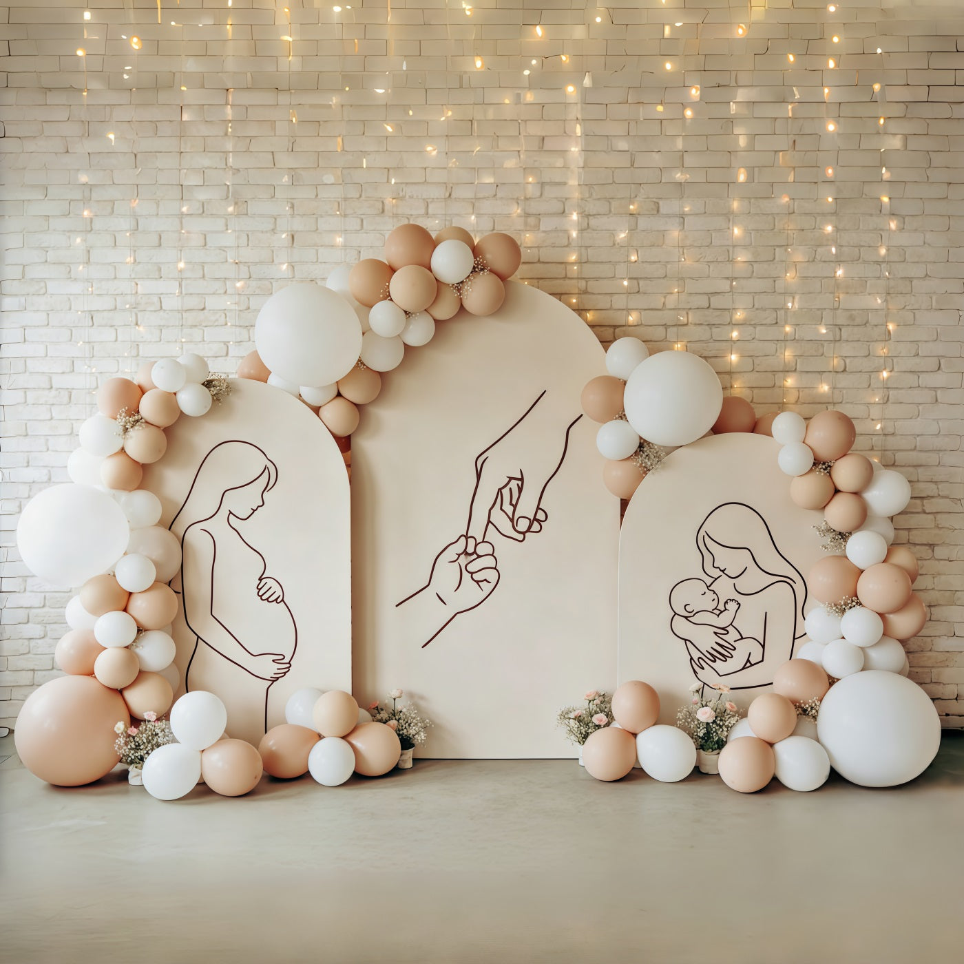 Mutter-Tochter-Silhouette, Muttertags-Hintergrund, Bogen, Ballon, Mutterschaftsreise, Muttertags-Hintergrund CSH63-83