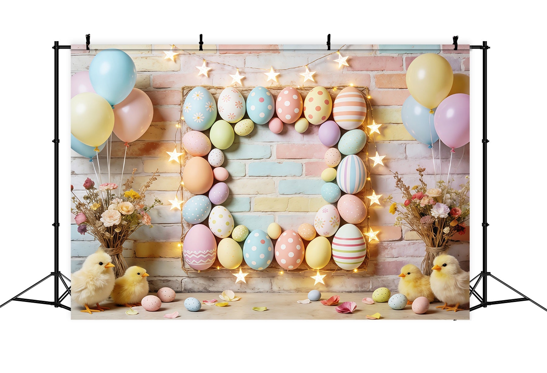 Oster-Pastellballons-Hintergrund Eierrahmen Sternlichter Küken Oster-Bildhintergründe CSH63-9