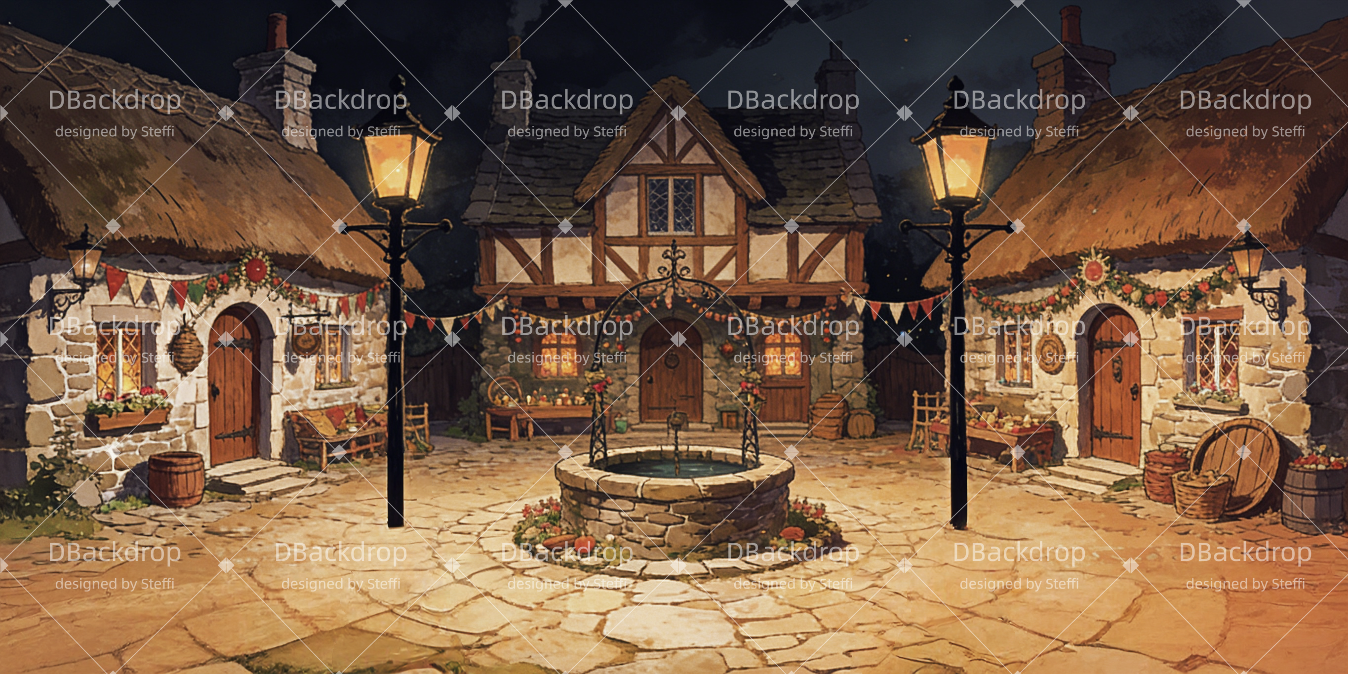 Bühne Theatervorhang Schottischer Dorfmarkt Theaterbühnenbau CSH63-T2