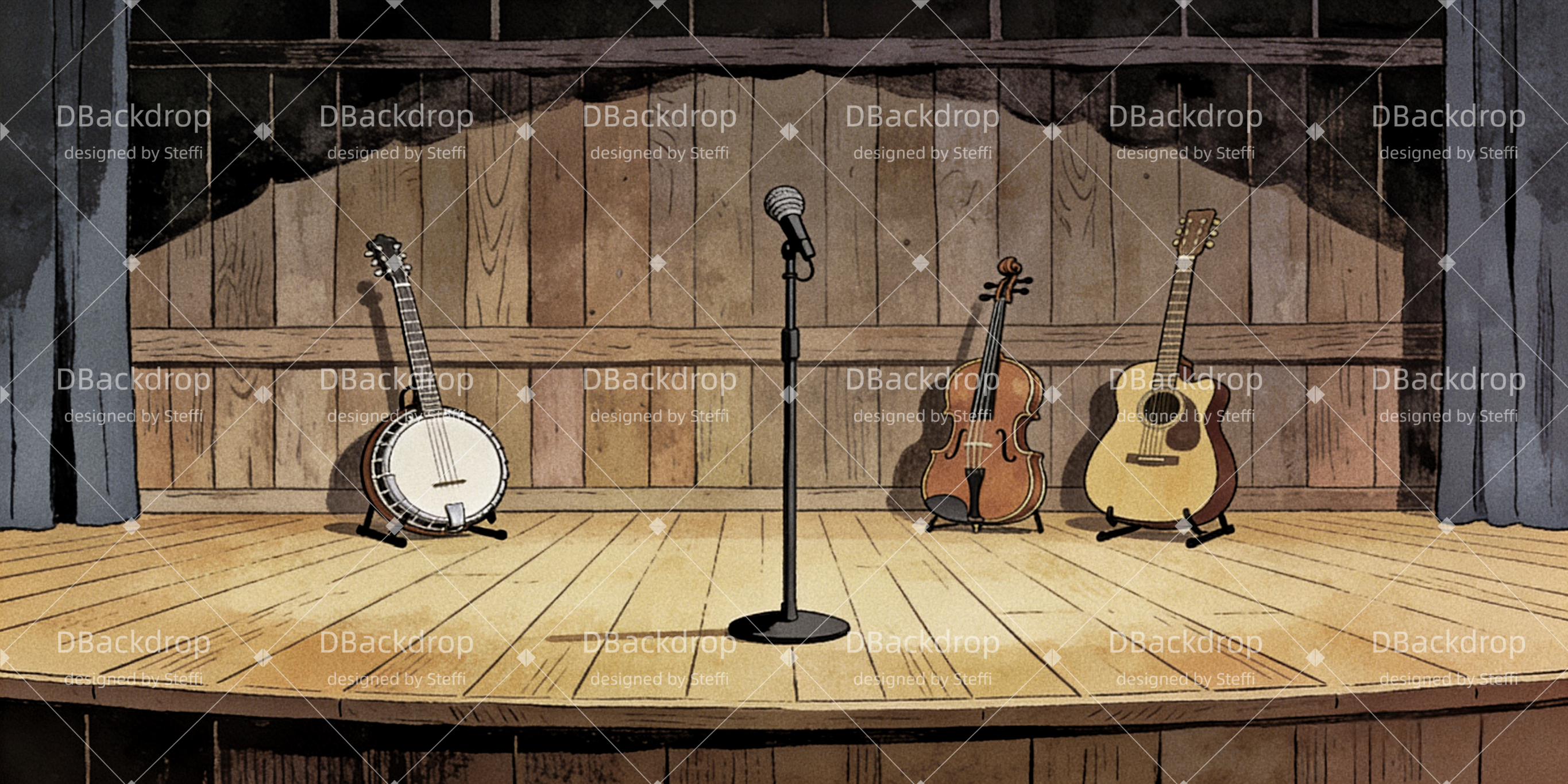 Theatervorhang Basteln Auftrittsort einer Bluegrass-Band Theatervorhang kinder CSH63-T20