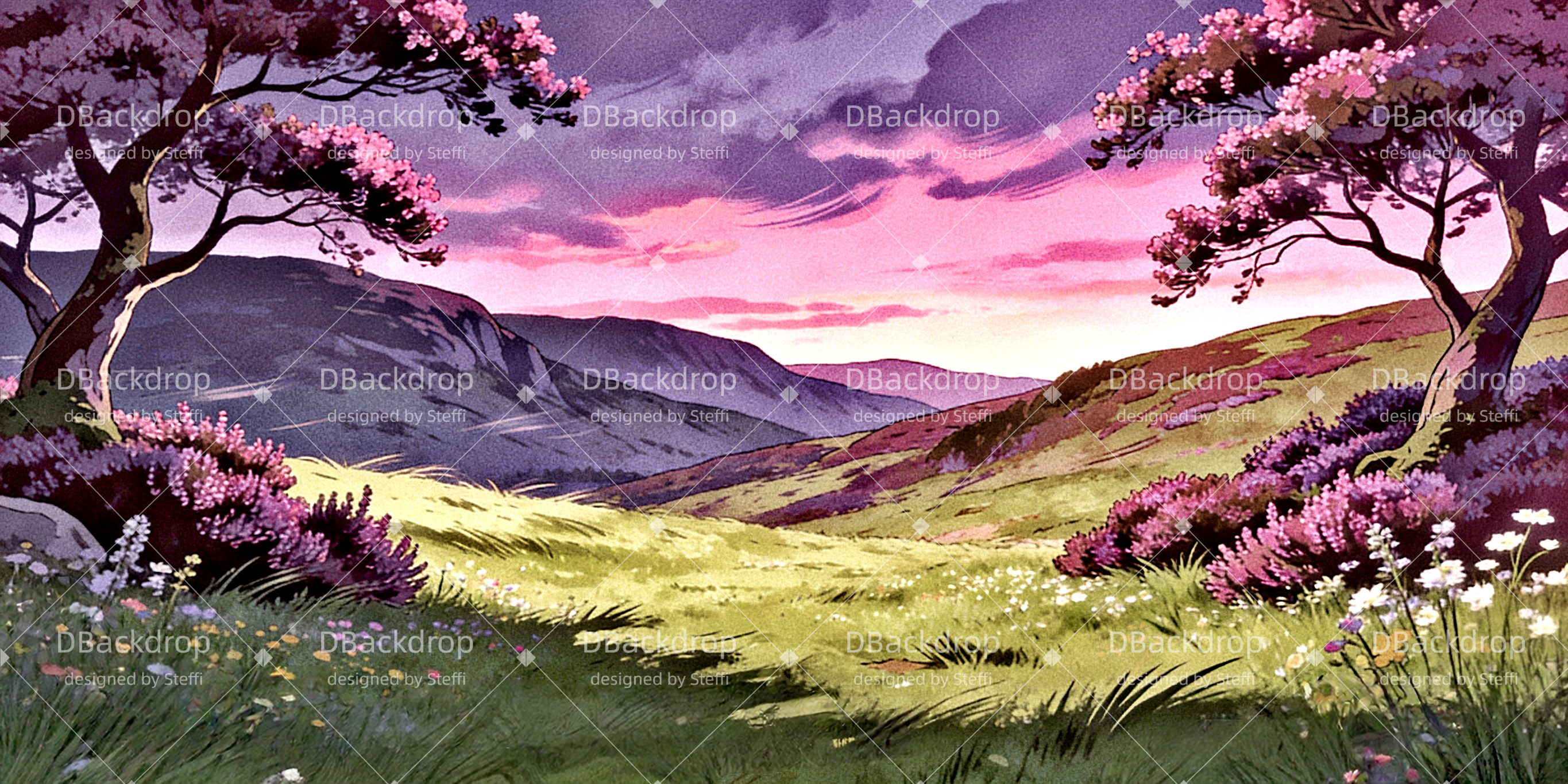 Theater Backdrops Heidekraut auf dem Hügel Backdrop Theater CSH63-T5