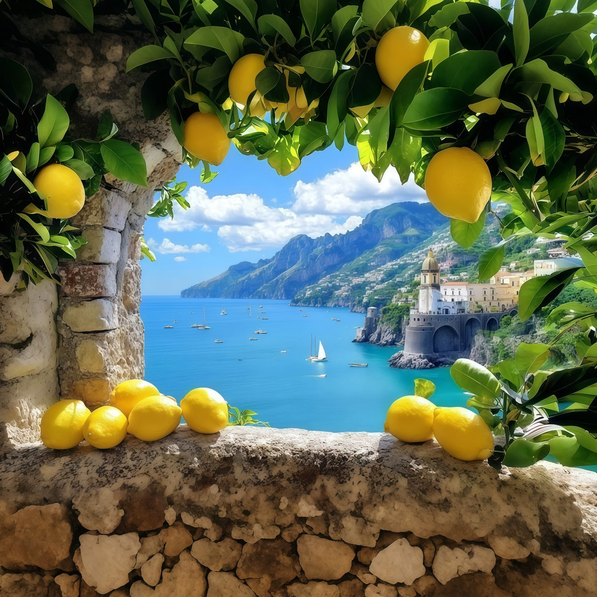 Amalfi-Küste – Zitronen-Sommerkulisse mit mediterranem Meer – Ideen für sommerliche Kulissen CSH64-81