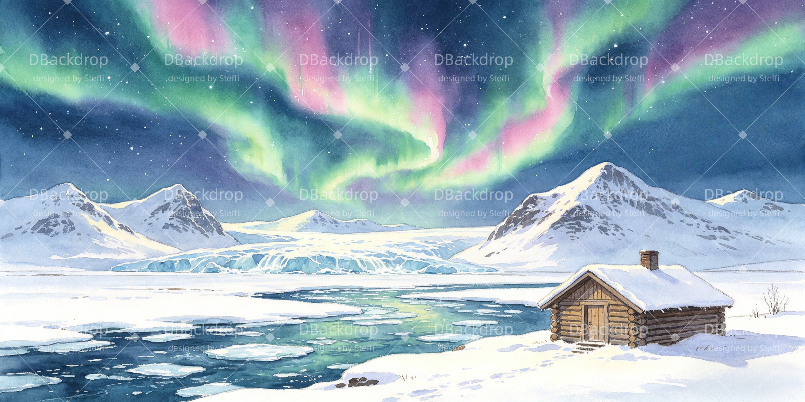 True North Hintergrund Pastell Aurora Gletscherhütte Vergrößerter VBS Hintergrund CSH64-T4