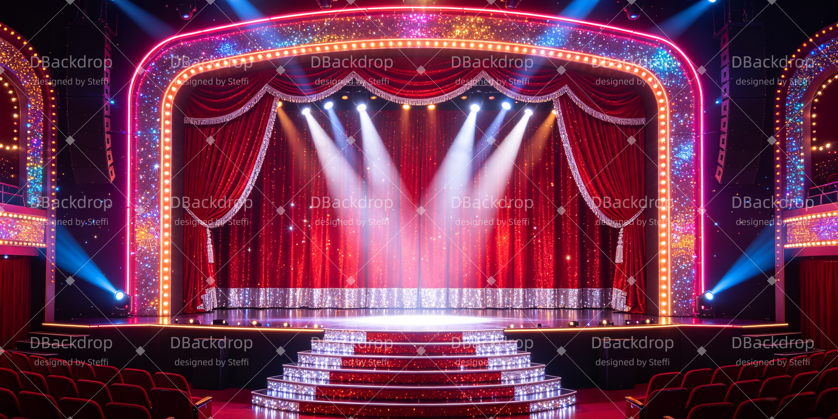 Broadway Bühnenhintergrund Funkelnde Theaterbühne Musical Kulisse CSH66-T39