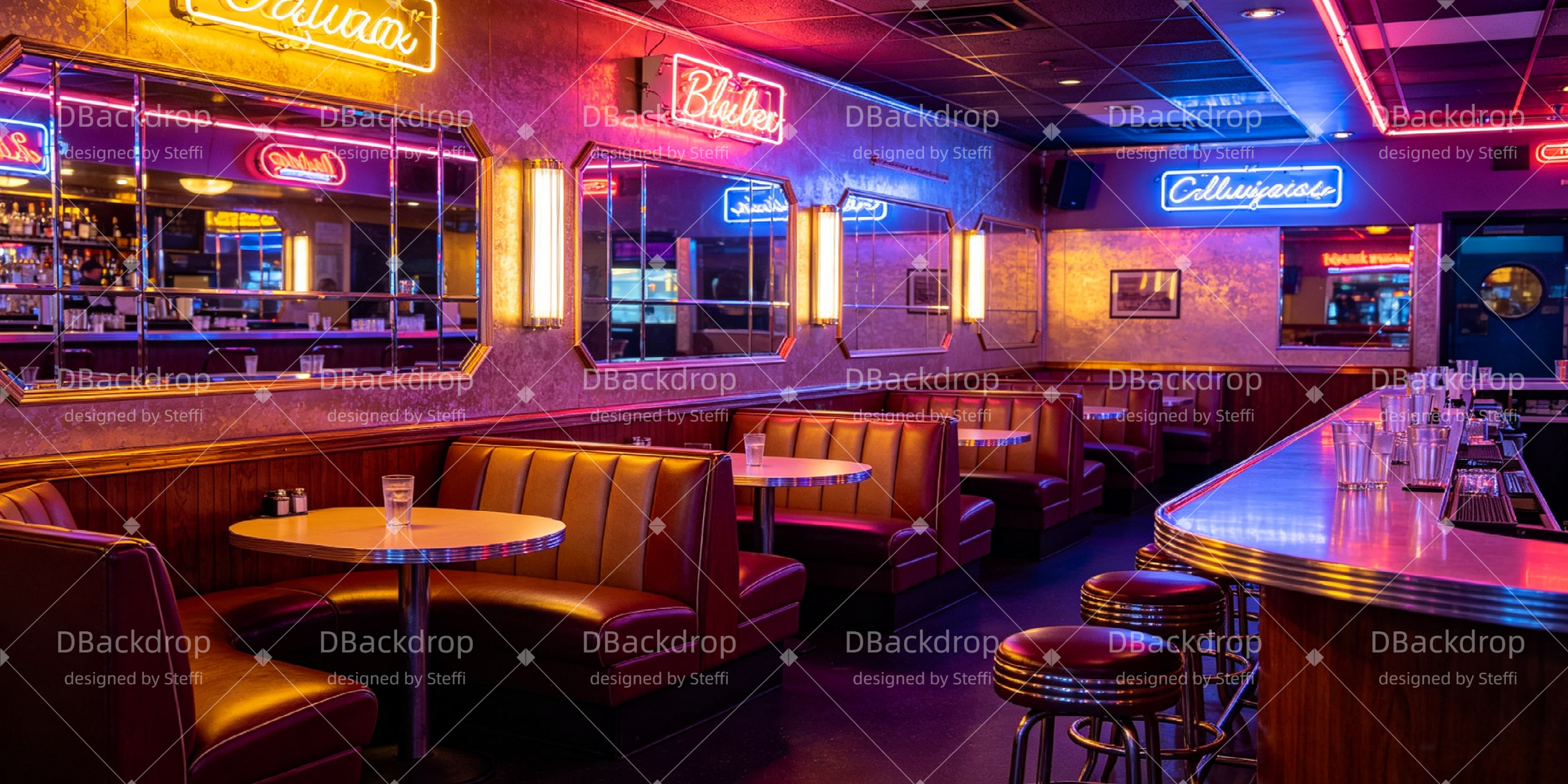 Bühnenhintergrund Neon-Diner Innenraum Theaterkulisse CSH66-T56