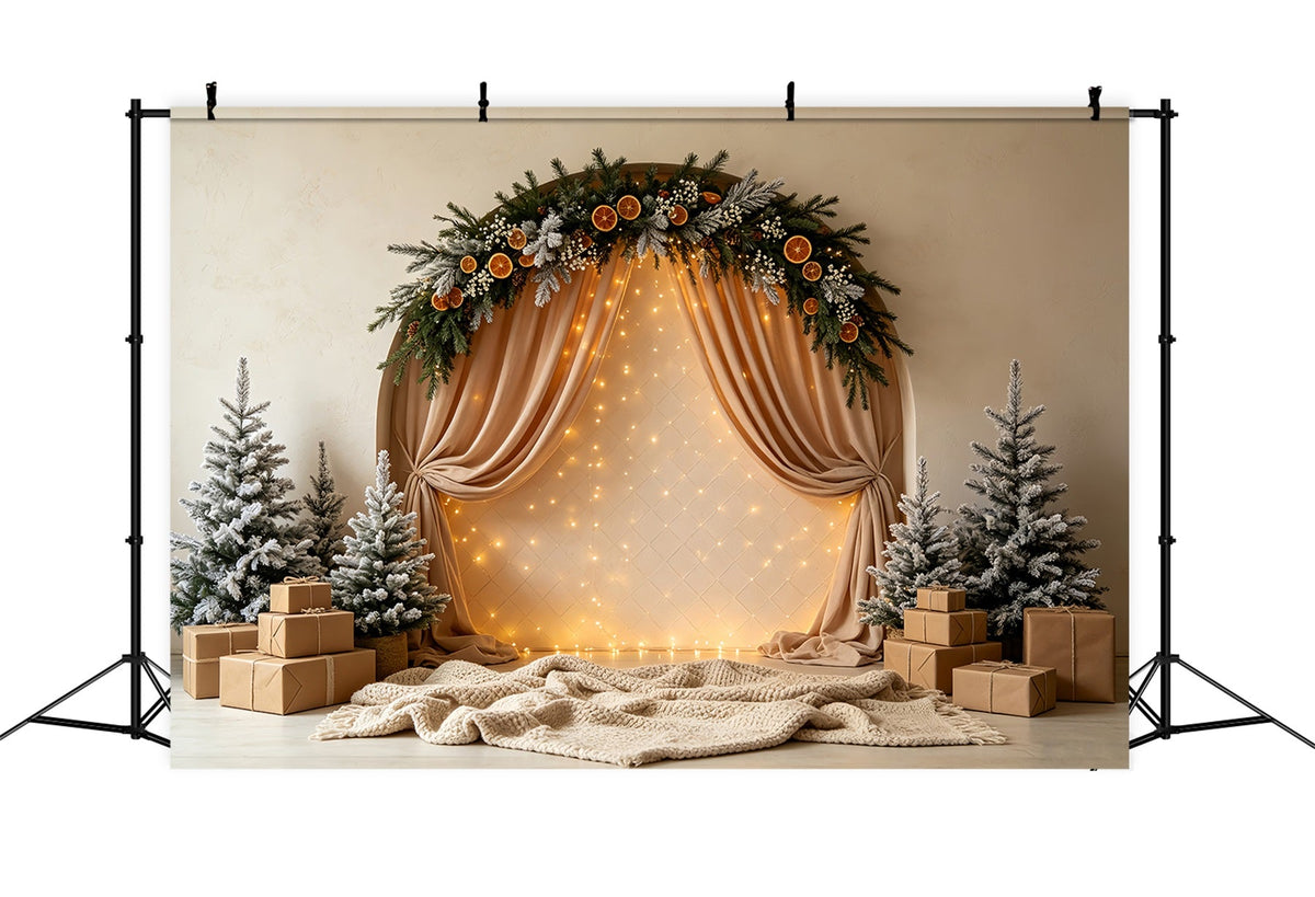 Weihnachtsbeleuchtung-Hintergrund Frostiger Bogengirlandenvorhang Weihnachtshintergrund CSH68-56