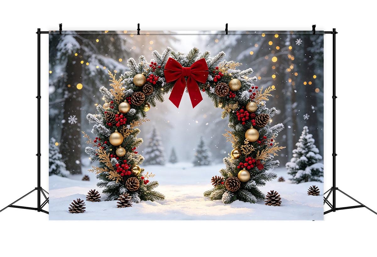 Weihnachtskranz-Hintergrund Schneebedeckter Waldgirlandenbogen Weihnachts-Fotohintergründe CSH68-63