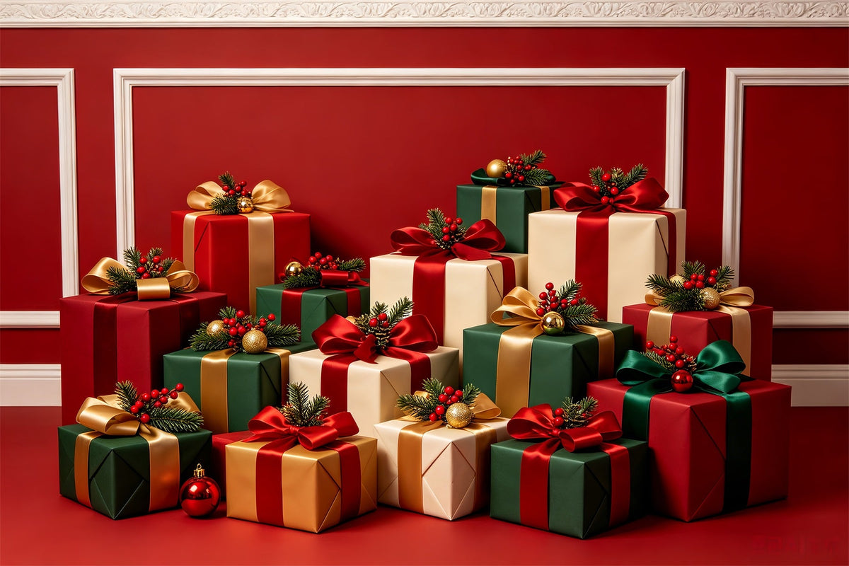 Weihnachtsgeschenk-Hintergrund Luxuriöse Geschenkbox-Präsentation Studiohintergründe Weihnachten CSH68-73