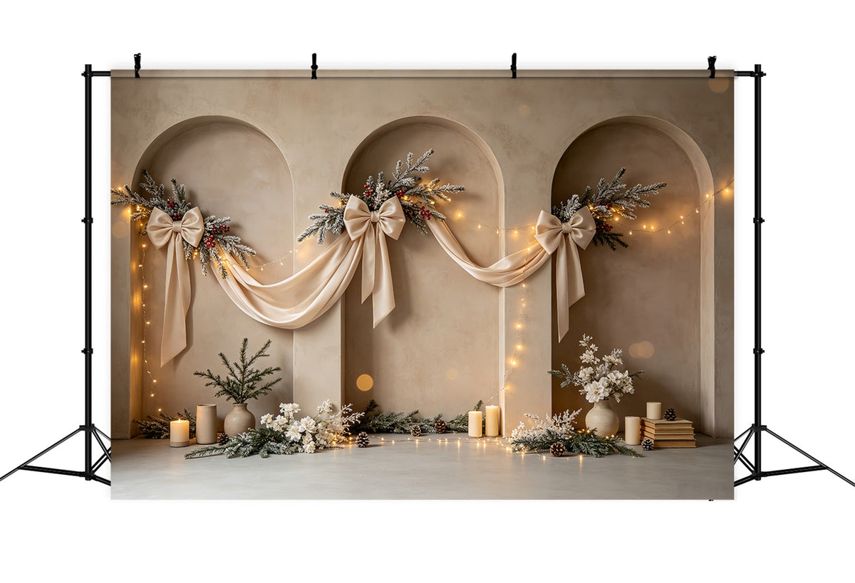Boho-Weihnachtskulisse Elegante Bogenschleifen-Dekoration Weihnachts-Fotohintergründe CSH68-75