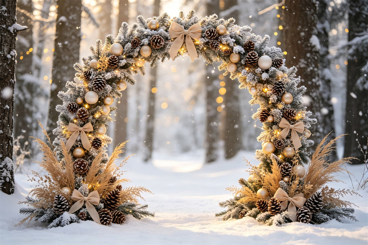 Weihnachts-Bokeh-Hintergrund Torbogen Aus Vereistem Wald Weihnachtswand-Hintergrund CSH68-84