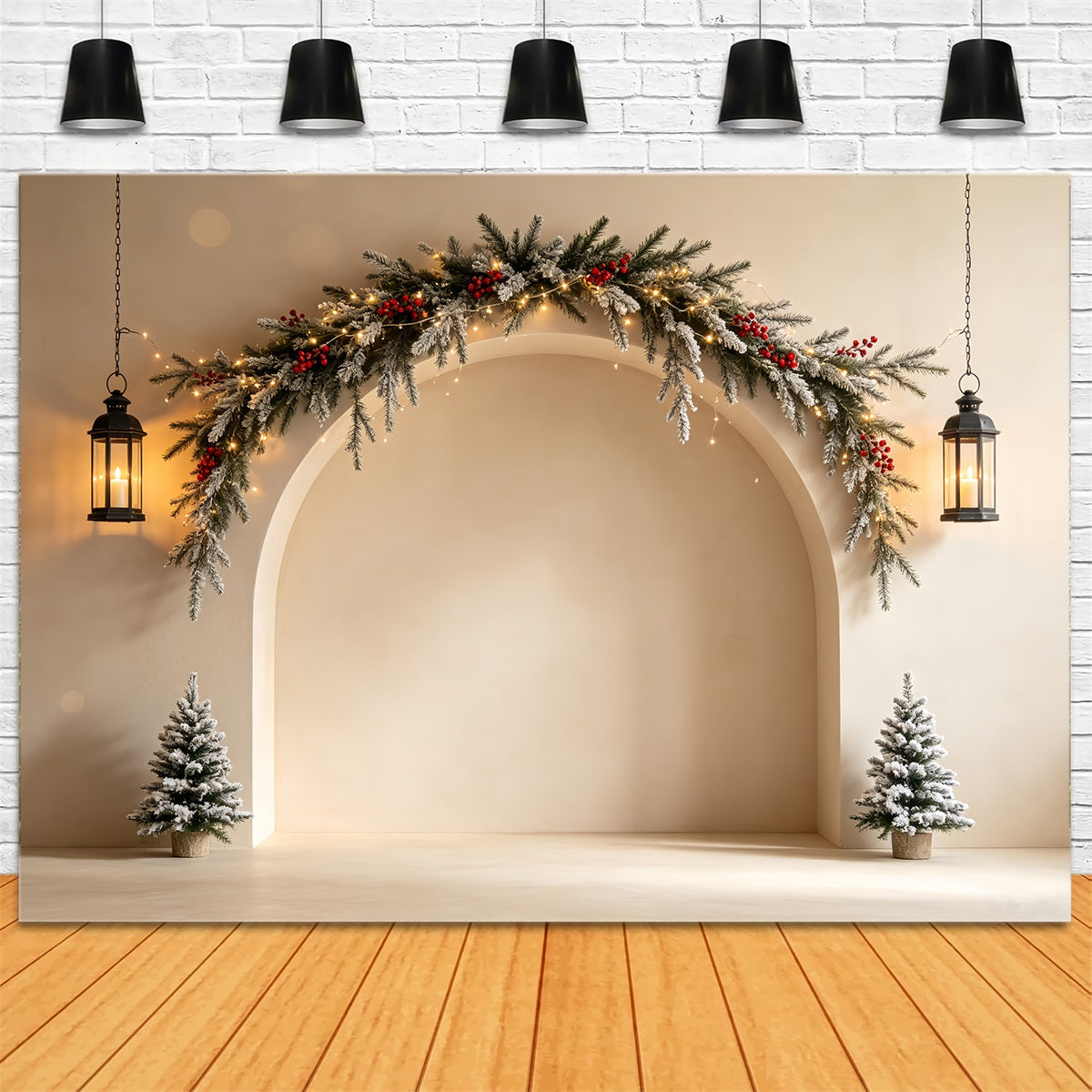 Boho-Weihnachtskulisse Eleganter Girlandenbogen Weihnachtskulisse CSH68-89