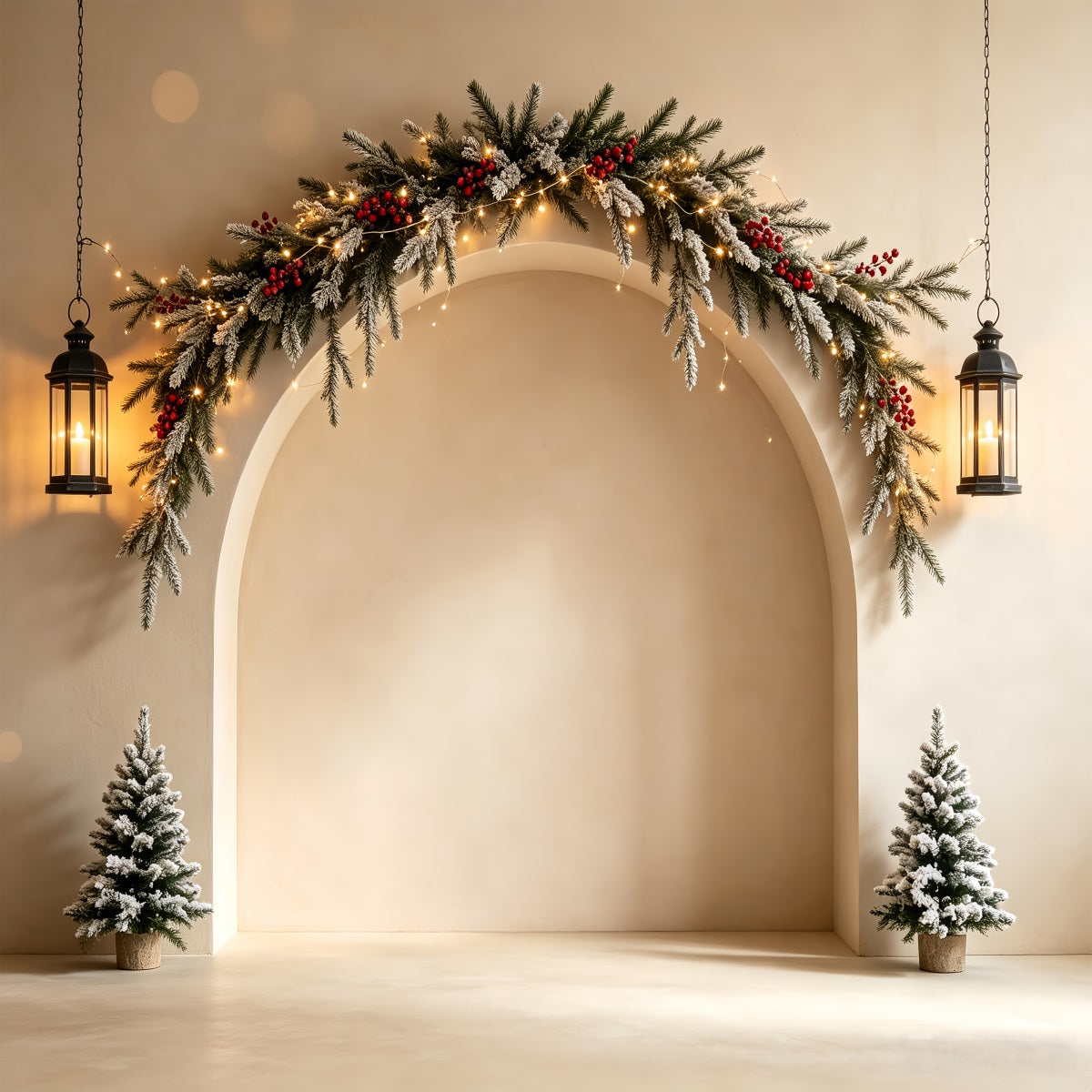 Boho-Weihnachtskulisse Eleganter Girlandenbogen Weihnachtskulisse CSH68-89