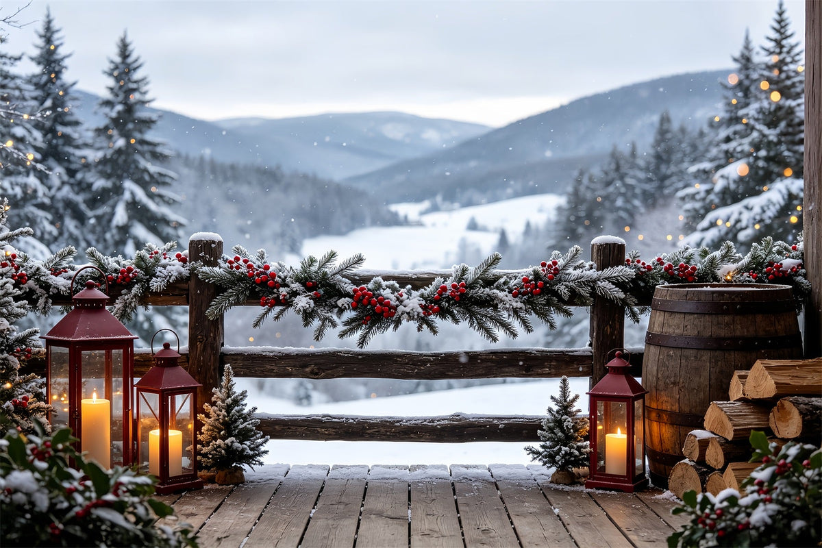 Weihnachtskulisse Mountain Lodge Garland View Große Weihnachtskulissen CSH68-98