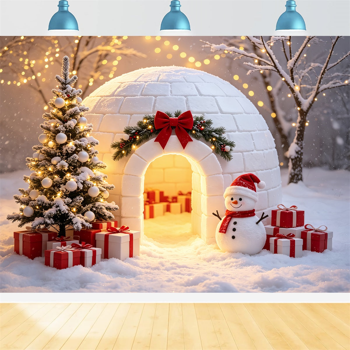 Fotohintergrund Nordpol Schneemann-Ausstellung Im Iglu Weihnachtsmann-Hintergrund CSH69-101
