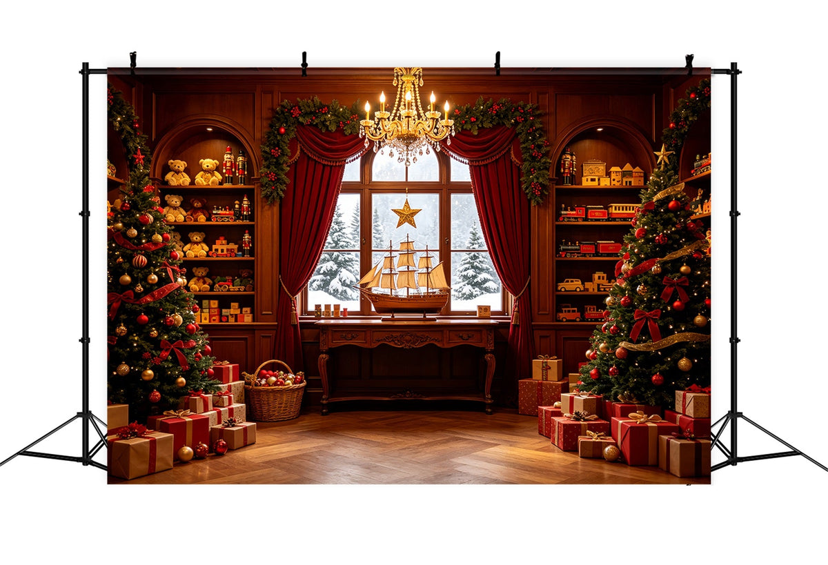 Weihnachtsfeier-Hintergrund Elegante Spielzeugbibliothek-Ausstellung Weihnachts-Fotohintergründe CSH69-12