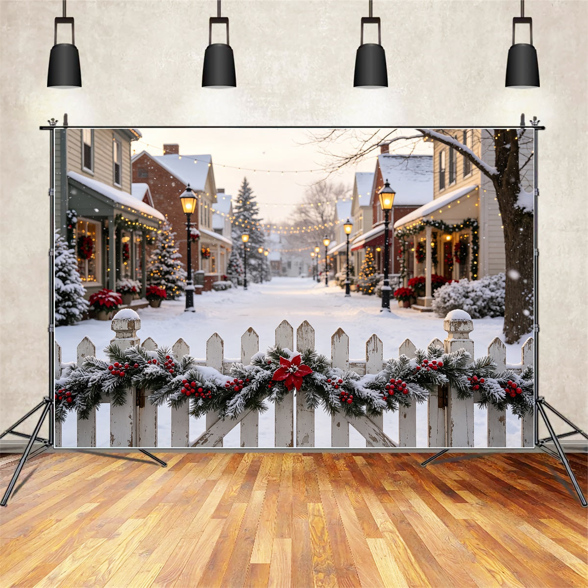 Weihnachtsdorf-Kulisse Festlicher Straßenzaun Studio-Weihnachtskulisse CSH69-14