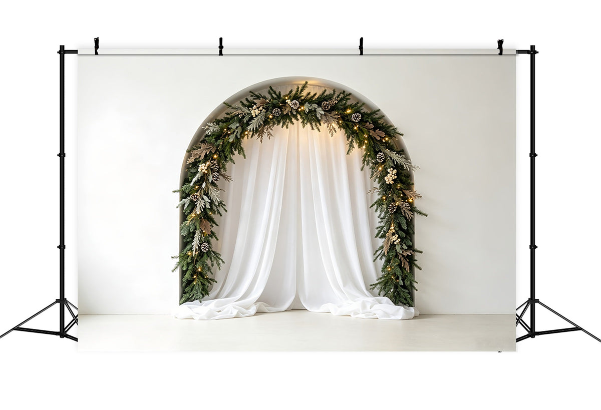 Weiße Weihnachtskulisse Eleganter Vorhanggirlandenbogen Weihnachtskulisse CSH69-26