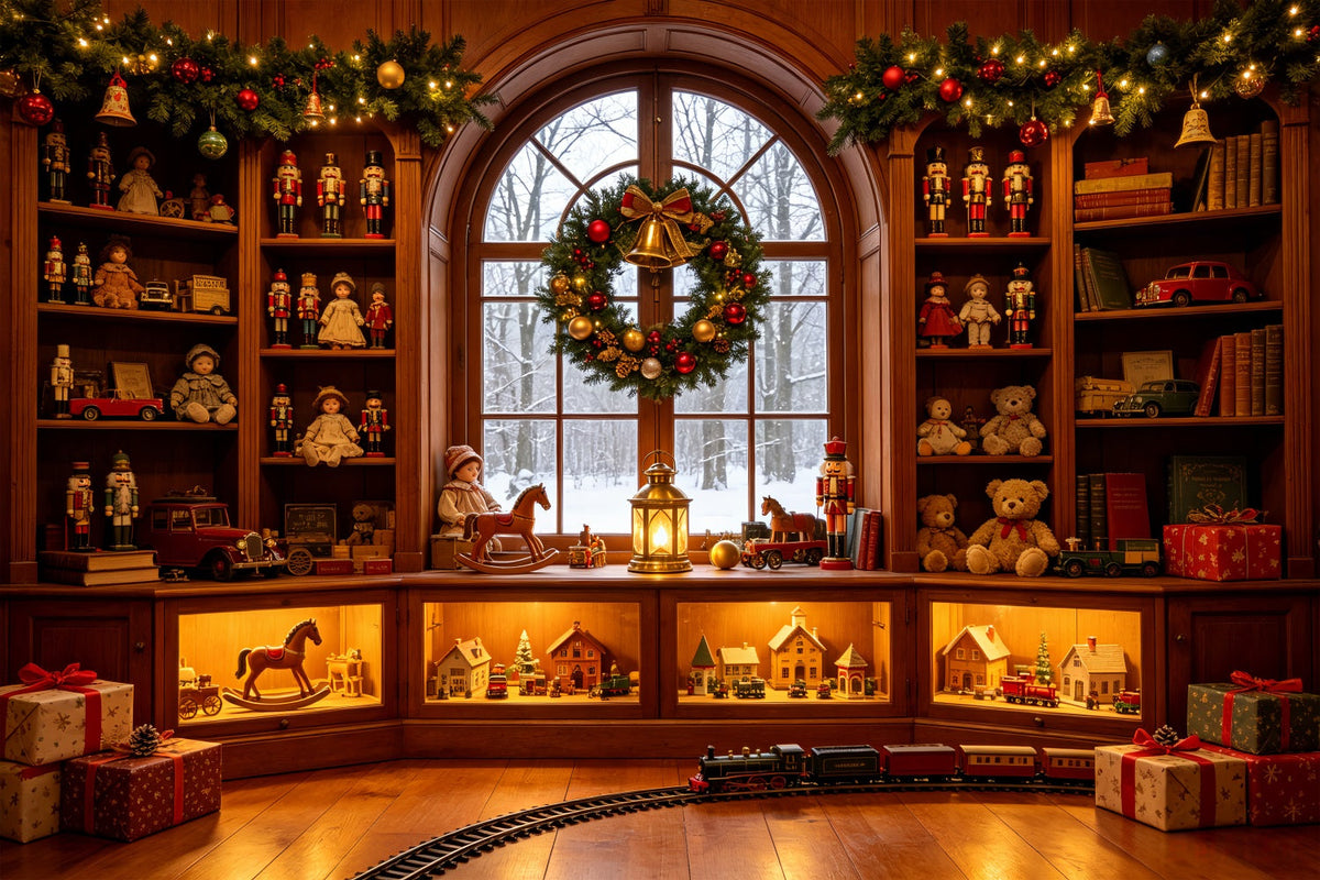 Weihnachtsmotiv-Hintergründe Nussknacker-Spielzeugbibliothek-Ausstellung Weihnachtswand-Hintergrund CSH69-36